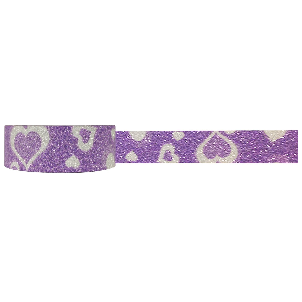 Wrapables Shimmer Japanese Washi Masking Tape - Purple Heart Design for Scrapbooking, Journaling, Gift Wrapping & DIY Crafts