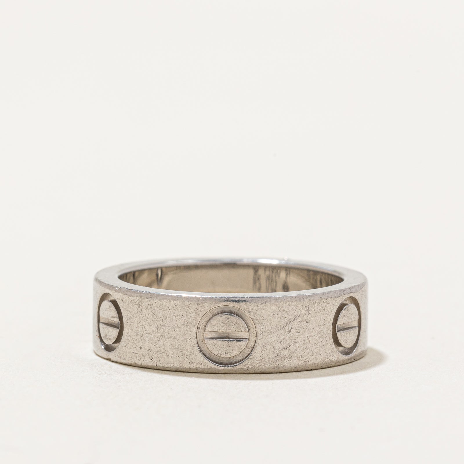Cartier Love Ring in Platinum with 0.02 ct Diamond - Size 5.75 | Luxury Wedding Band, Anniversary Gift for Her, Romantic Jewelry for Special Occasions