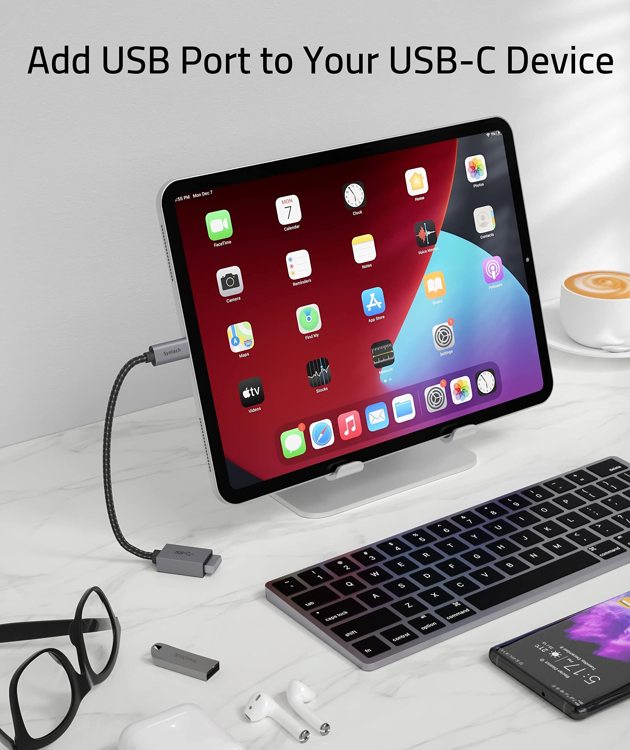 Syntech USB C to USB 3.0 Adapter 2-Pack - Thunderbolt 3 to USB Female OTG Converter - Compatible with iPhone 16/15 Pro Max, iPad Air 2020, MacBook Pro/Air, Galaxy S23/S22 - Space Gray - Perfect for Data Transfer & Charging