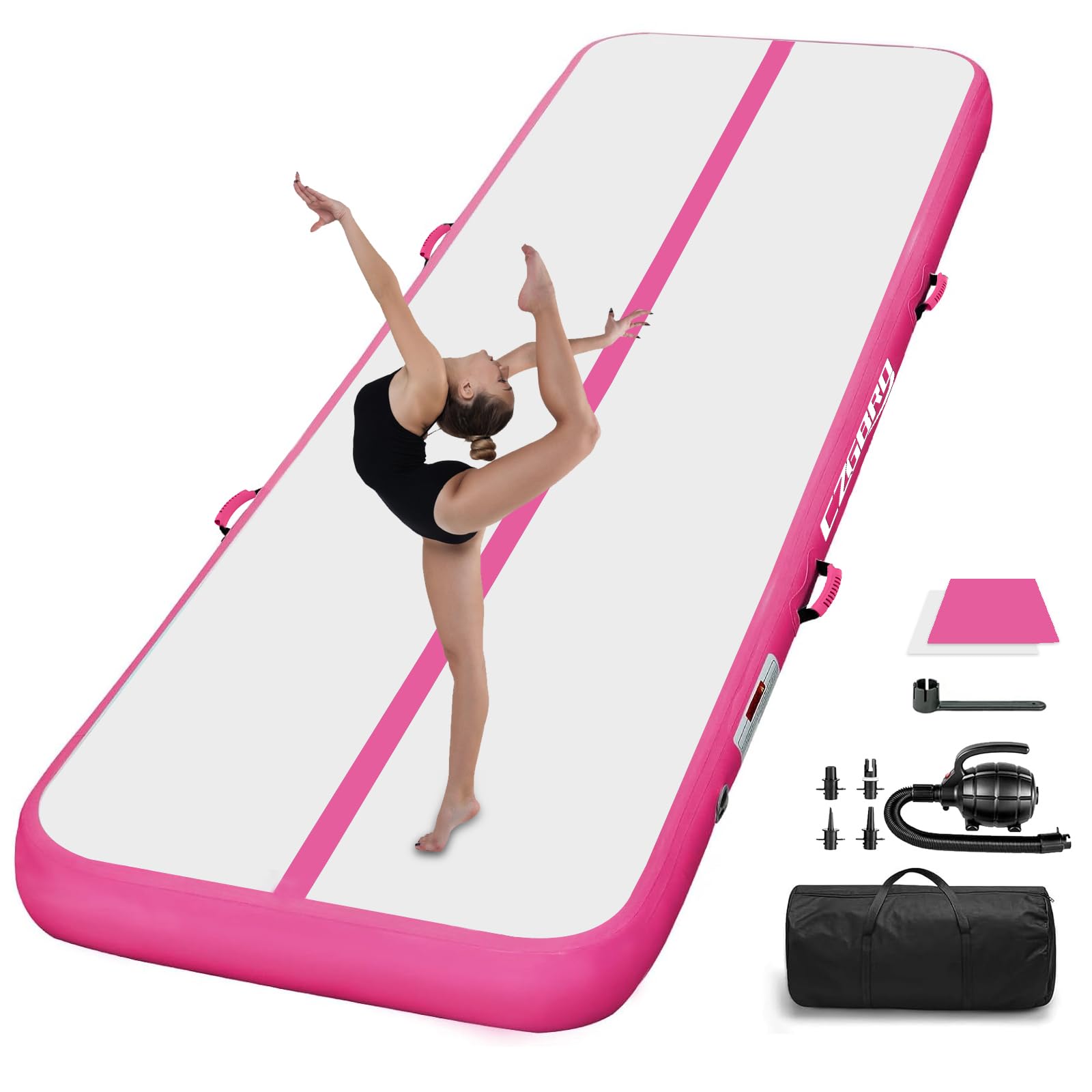 Inflatable Air Mat Tumbling Track - Foldable Gymnastics Mat with Electric Pump for Home Gym, Cheerleading Training & Kids Yoga | Perfect for Indoor Exercise, Playroom Activities & Backyard Fun