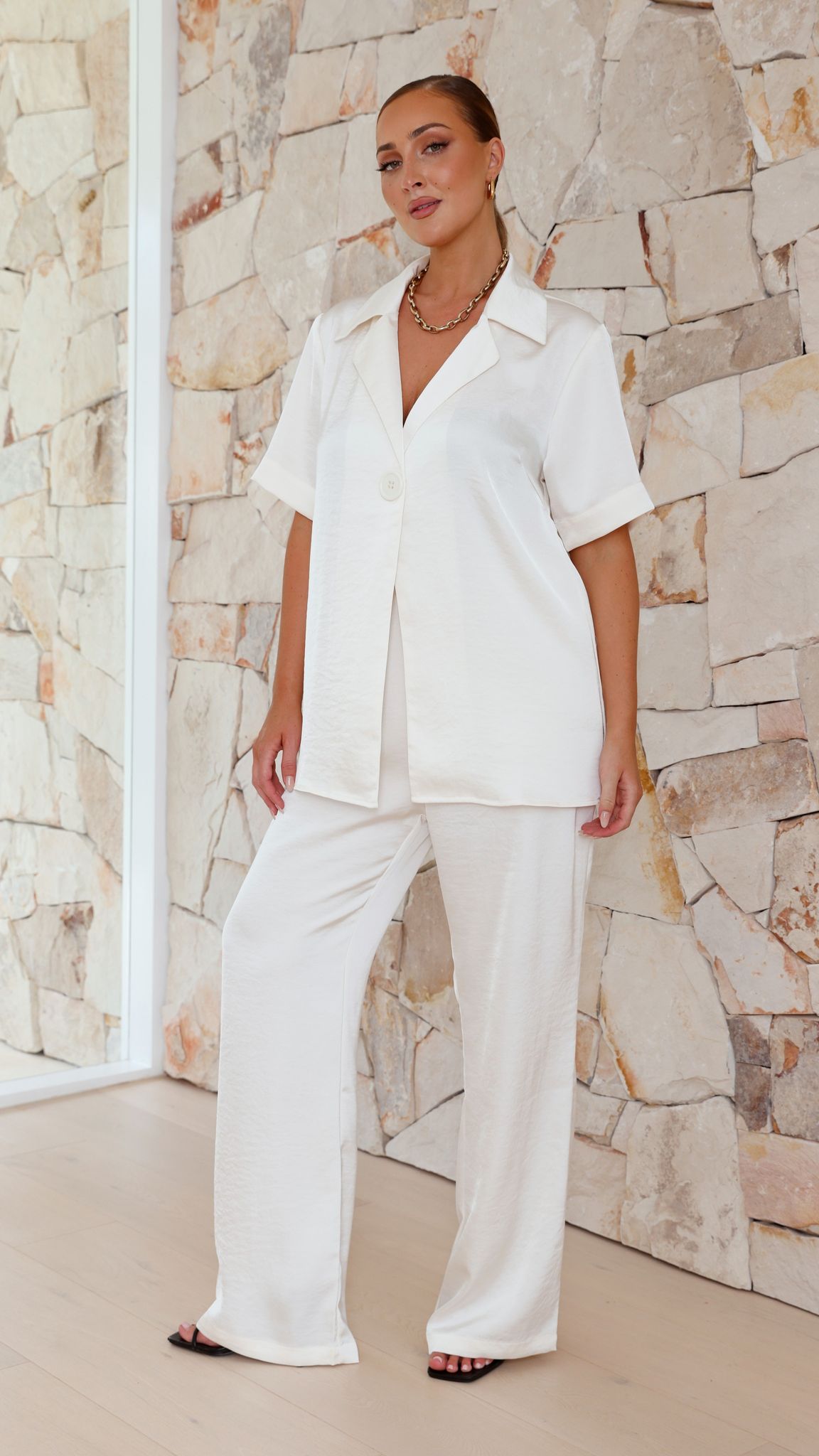 Imogen Button Shirt for Women - Soft Cream Cotton Blouse with Long Sleeves & Classic Collar - Perfect for Office Wear, Casual Outfits & Special Occasions