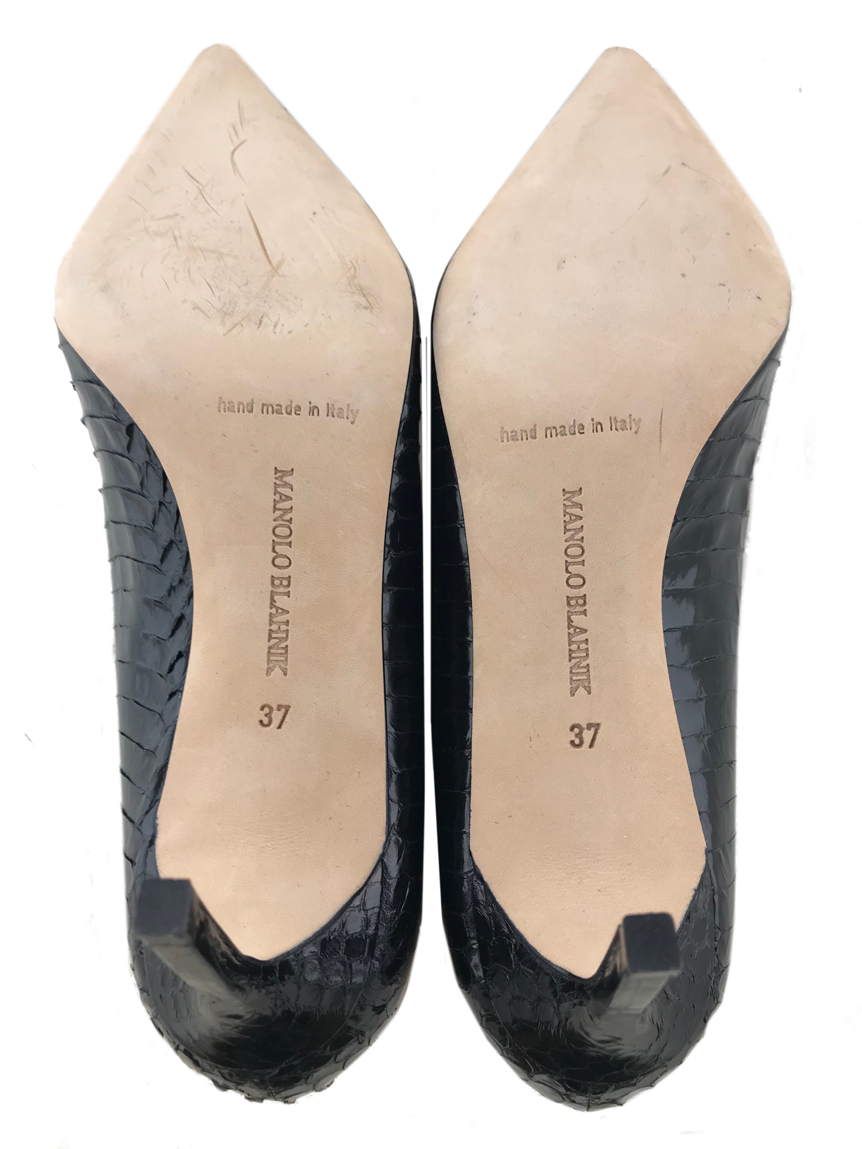 Manolo Blahnik BB Pumps Women's Size 7 - Genuine Snakeskin Heels for Weddings, Parties & Special Occasions
