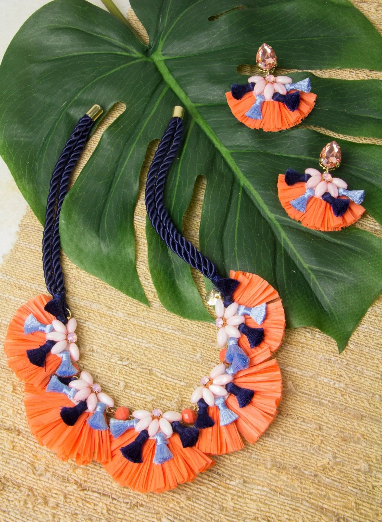 Fiesta Raffia Tassel Earrings for Women - Bohemian Handmade Beaded Dangle Earrings - Perfect for Summer Festivals, Beach Parties & Boho Fashion