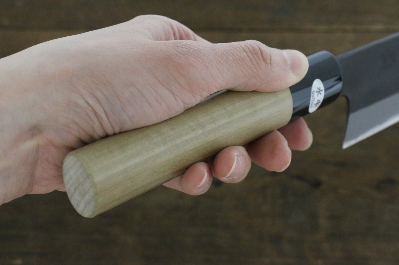 Premium Mutsumi Hinoura White Steel Kurouchi Santoku Knife 165mm - Japanese Chef Knife for Slicing, Dicing & Chopping - Perfect for Home Cooks & Professional Kitchens