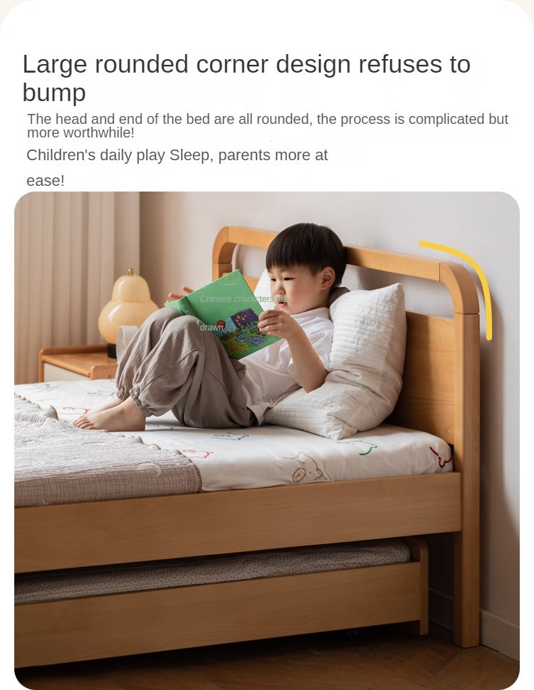Solid Beech Wood Space-Saving Bunk Bed with Guardrails - Sturdy Twin Over Twin Loft Bed for Kids & Teens - Perfect for Small Bedrooms, Guest Rooms & Dormitories