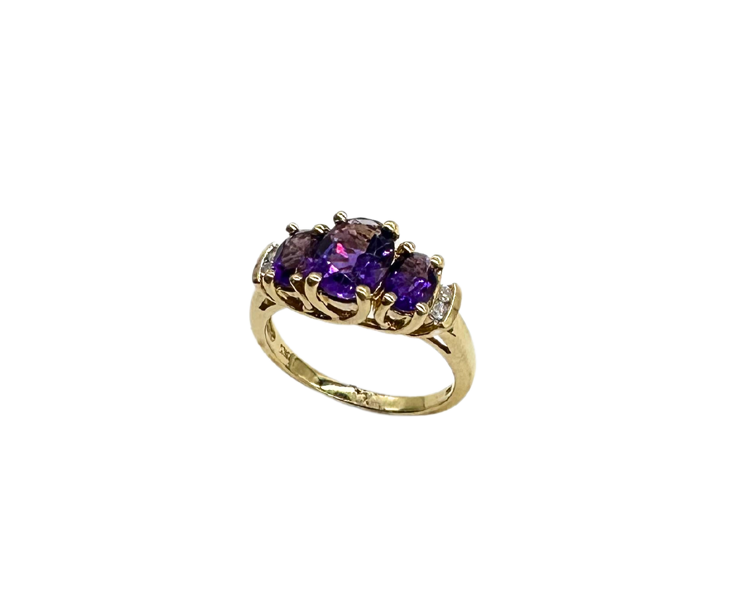 Elegant Oval Amethyst 3 Stone Ring | Genuine Gemstone Jewelry for Women | Perfect for Weddings, Anniversaries & Special Occasions