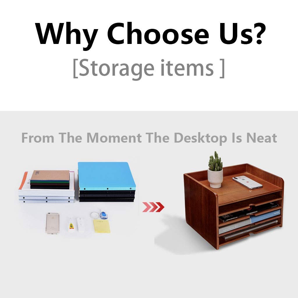 Wooden Desktop Organizer & File Holder - Multifunctional Mail Sorter with Storage Rack (34x25x17.9cm) for Office, Home, or School Organization