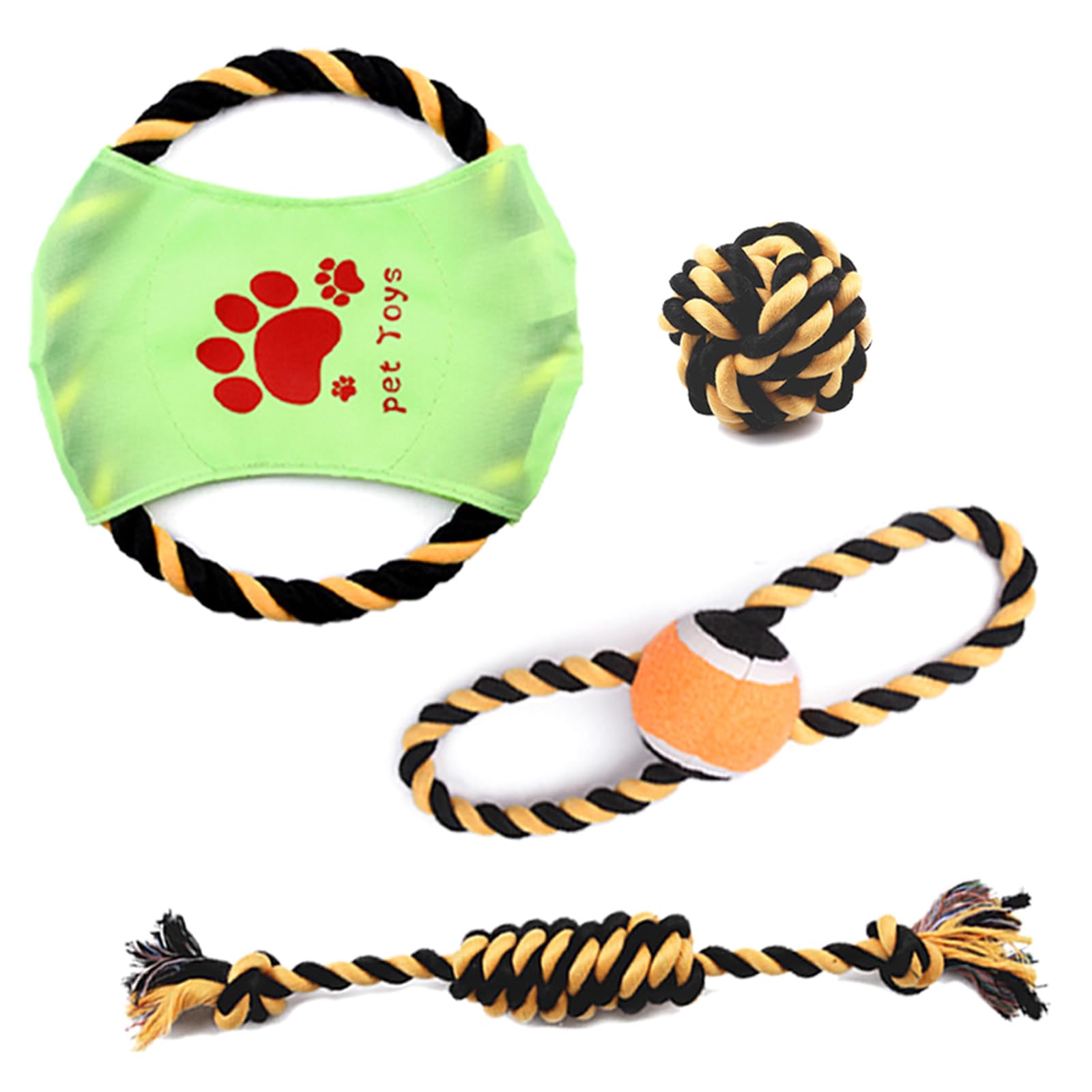 Durable Dog Rope Toy Set for Fetch & Tug-of-War - Chew Resistant Teething & Molar Toy for Puppies & Adult Dogs - Indoor/Outdoor Play, Training & Exercise