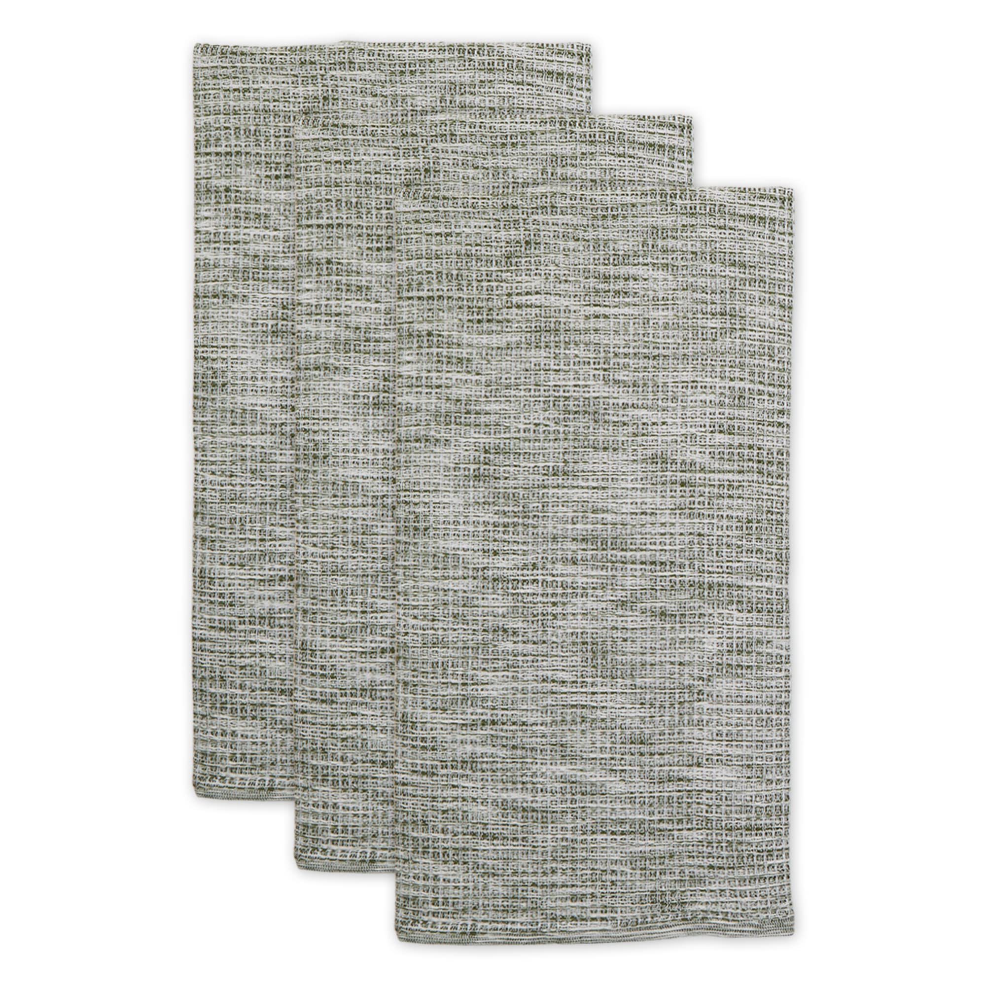 Eco-Friendly DII Recycled Cotton Waffle Dish Towel Set - Sage Green, 20x30 Inches, 3-Piece Absorbent Kitchen Towels for Drying Dishes & Decor