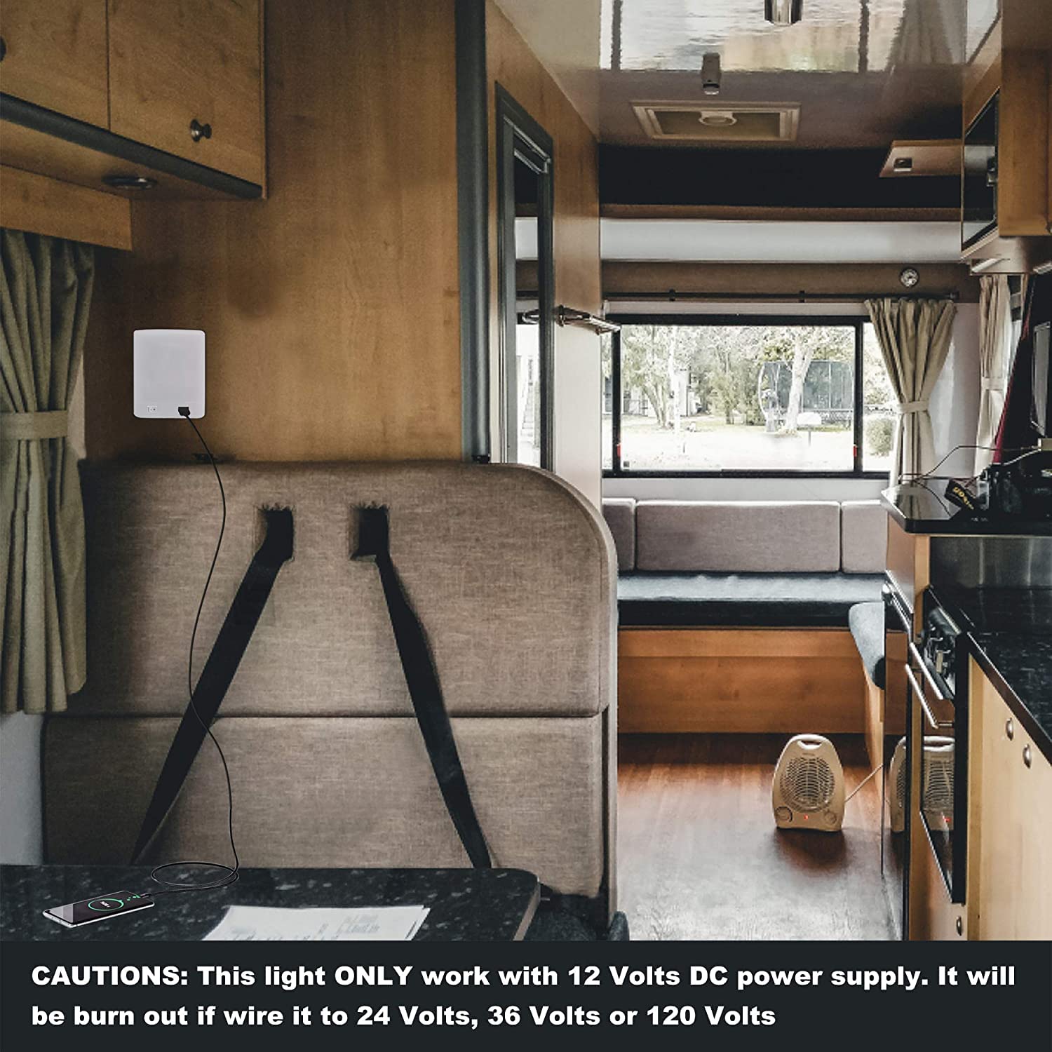 12V LED RV Interior Light with USB Charger (5V 2.4A) & Switch - Surface Mount Dome Light for RV Motorhomes, Campers, Trailers, Boats - Perfect for Nighttime Reading & Cabin Lighting