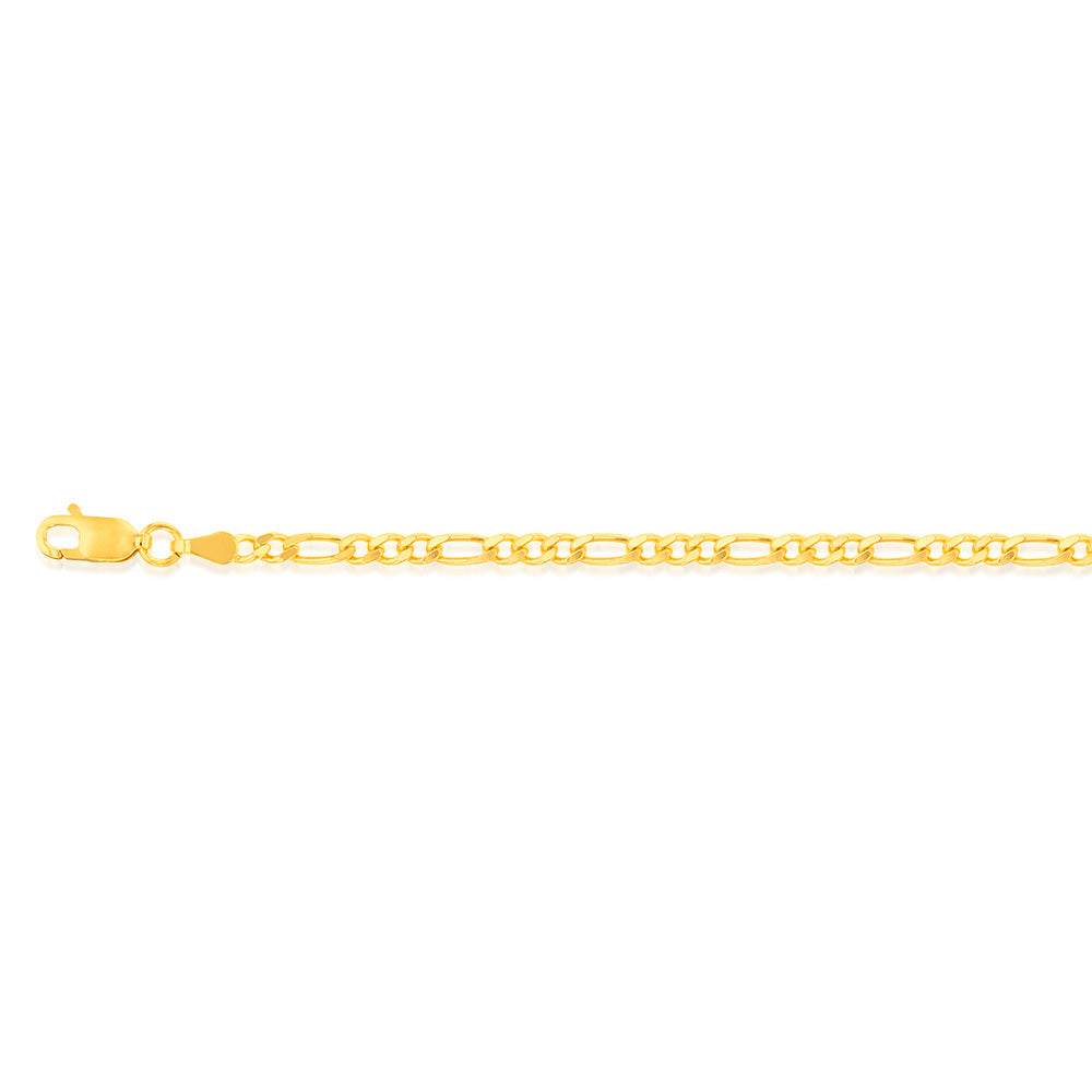 9ct Yellow Gold 1:3 Figaro Chain Anklet - 80 Gauge 27cm Adjustable Ankle Bracelet for Women - Perfect for Beach, Summer & Everyday Wear