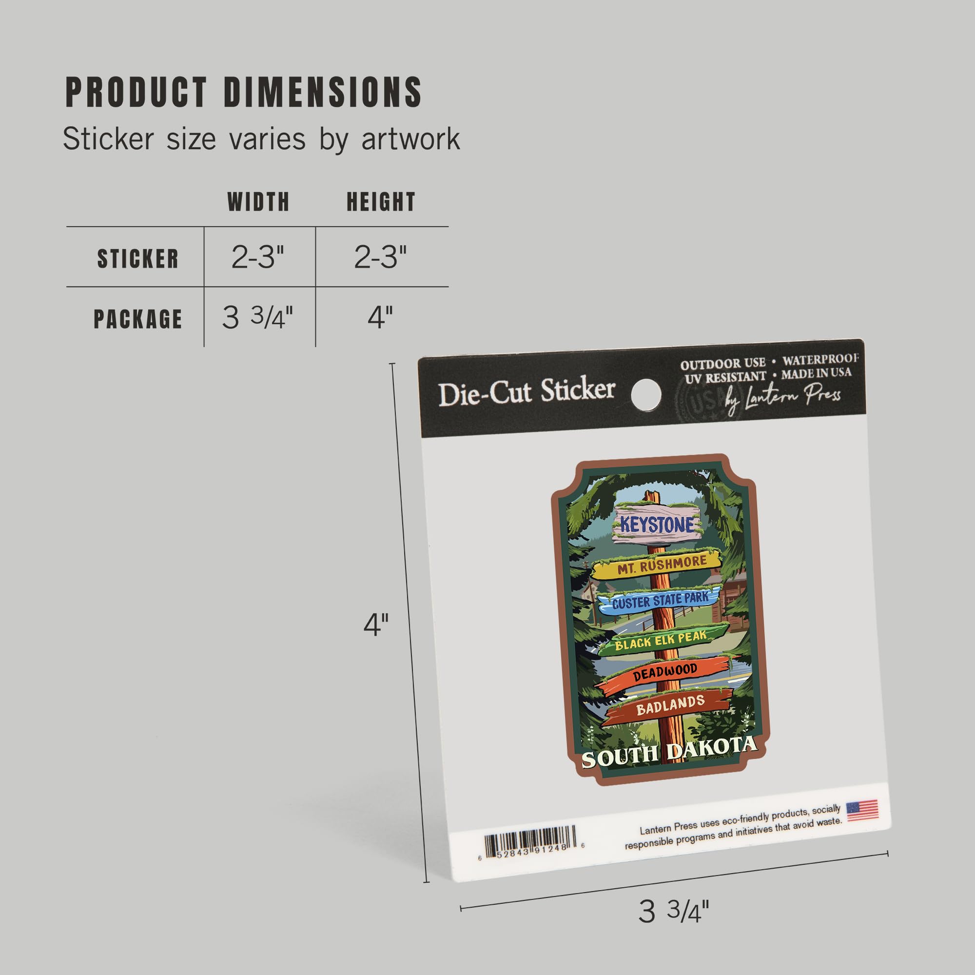 Custom Die Cut Vinyl Stickers - Keystone South Dakota Signpost Decals (1-3 Inch Waterproof Stickers for Cars, Water Bottles, Laptops, Coolers) - Perfect for Travel Memories, DIY Projects & Personalizing Gear