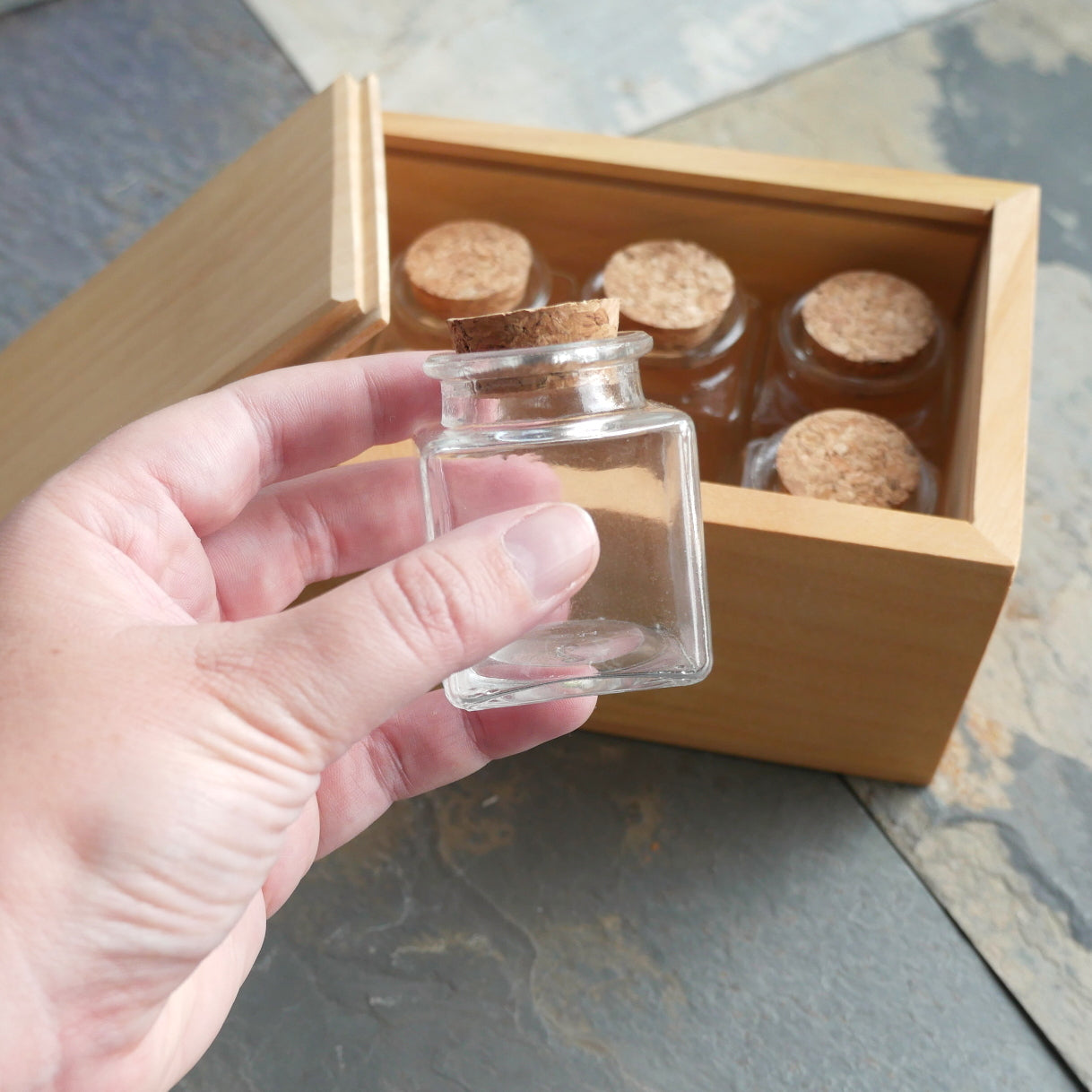 Premium Large Wooden Box with 6 Glass Bottles - Perfect for Wine Storage, Whiskey Decanter Set & Home Bar Organization