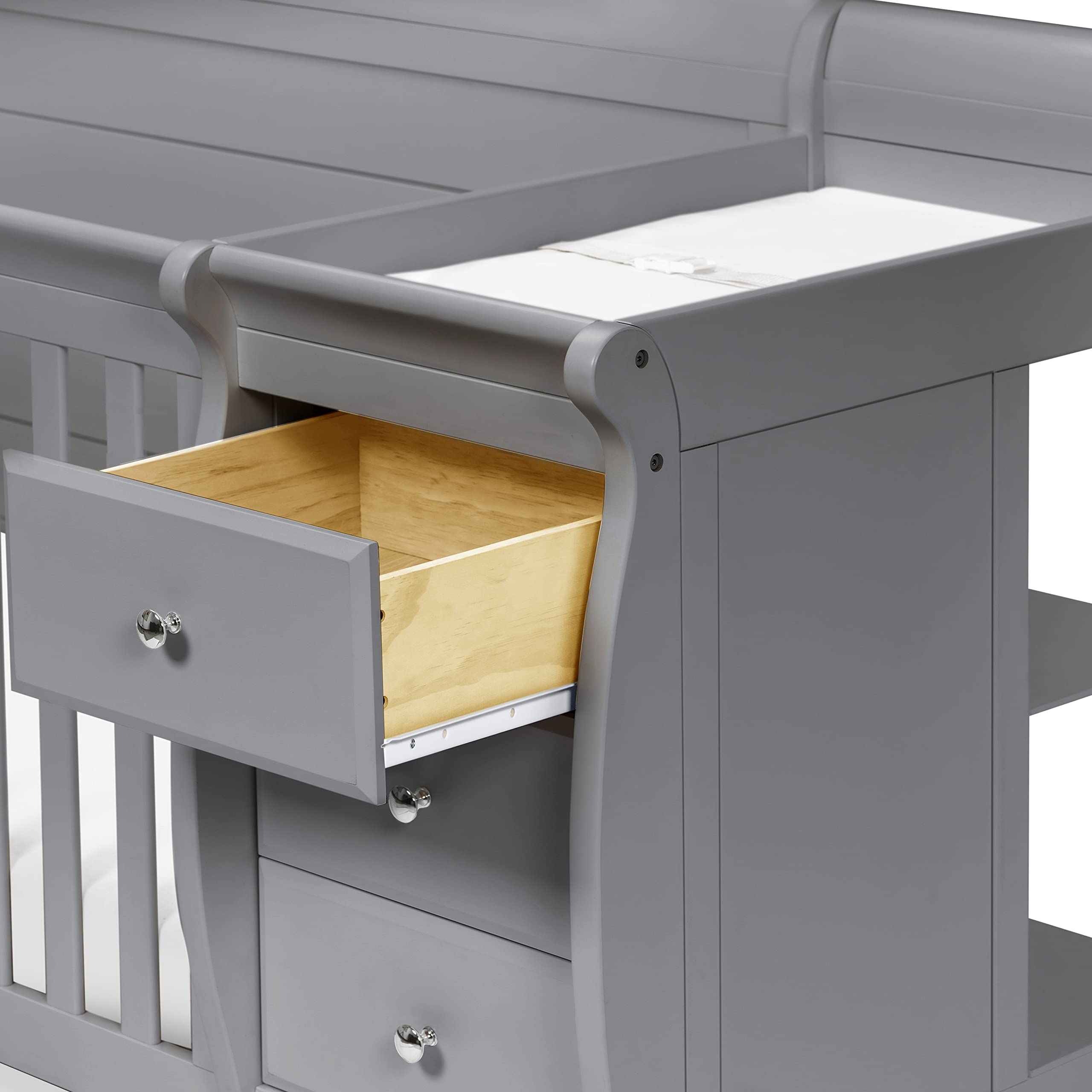 DaVinci Kalani 4-in-1 Convertible Baby Crib with Changing Table - GREENGUARD Gold Certified - Converts to Toddler Bed, Daybed & Full-Size Bed - 4 Adjustable Mattress Heights - Gray - Perfect for Nursery, Bedroom & Guest Room