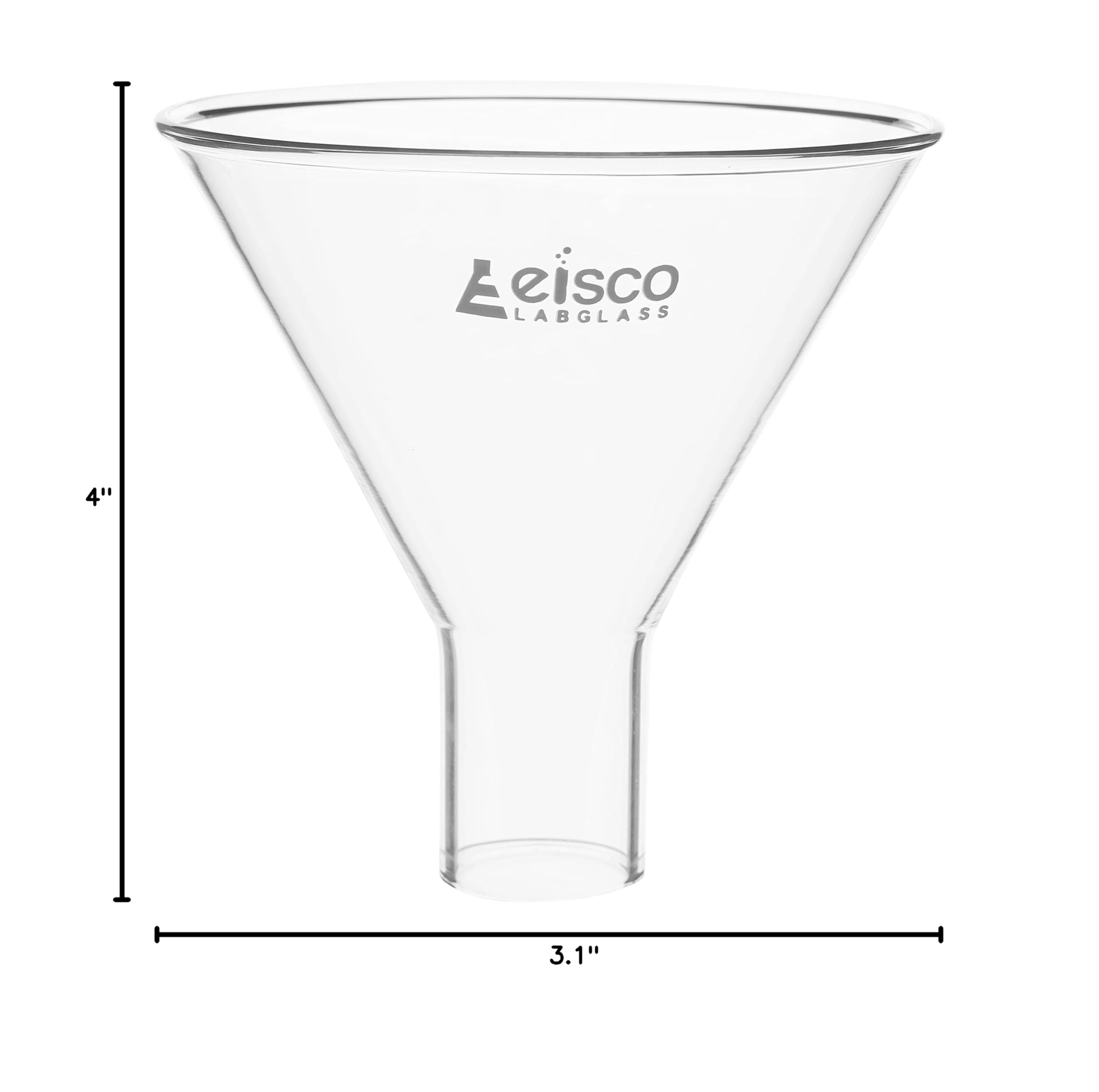 EISCO 75mm Borosilicate Glass Powder Funnel with 60º Angle & 22mm Plain Stem - Ideal for Lab Experiments, Chemistry, and Precise Powder Transfer