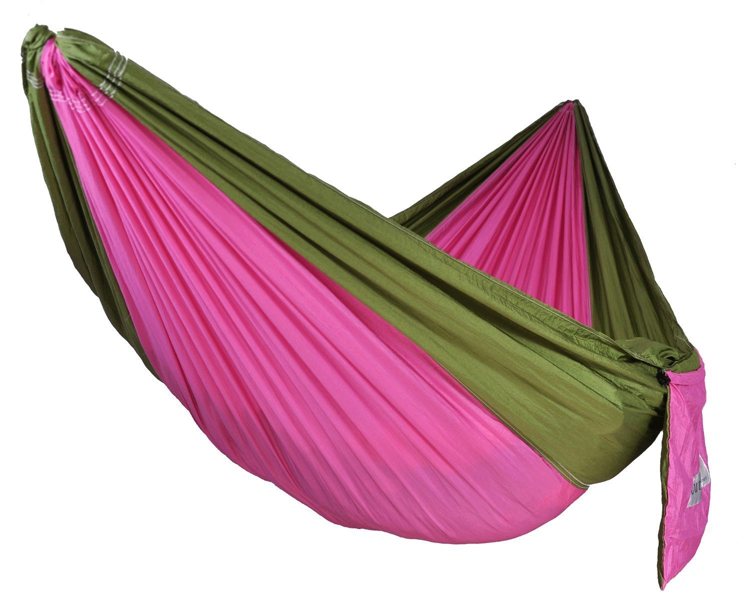 Ultralight Nylon Parachute Hammock for Camping, Backpacking & Travel - Pink & Fruit Green - Portable & Durable Outdoor Gear for Hiking, Beach & Backyard Relaxation