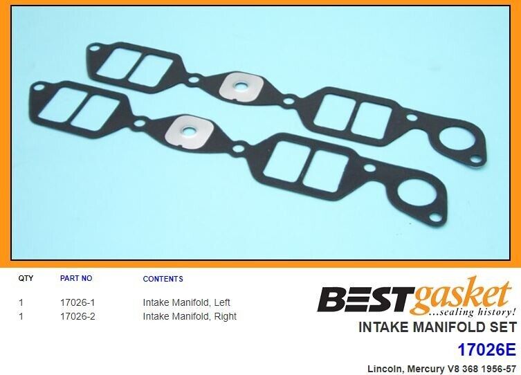 Best Intake Manifold Gaskets Set for Lincoln Mercury 368 Y Block V8 (1956-1957) - High-Performance Engine Seal Replacement for Classic Car Restoration & Hot Rod Builds