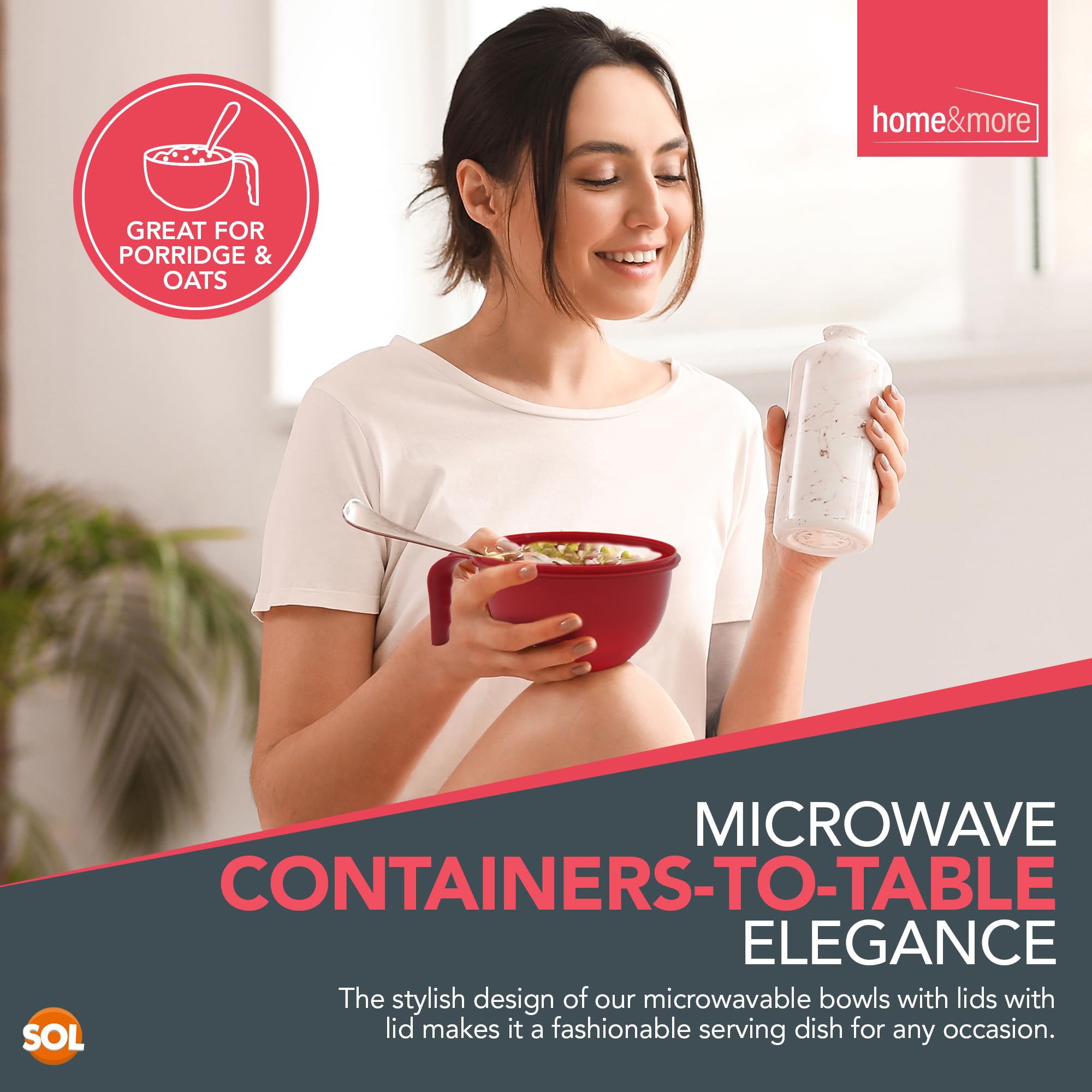 2-Pack 900ml Microwave Safe Food Storage Containers with Lids - BPA-Free Soup Bowls with Handles, Reusable Meal Prep Containers for Office Lunch, Soup, Noodles & Leftovers