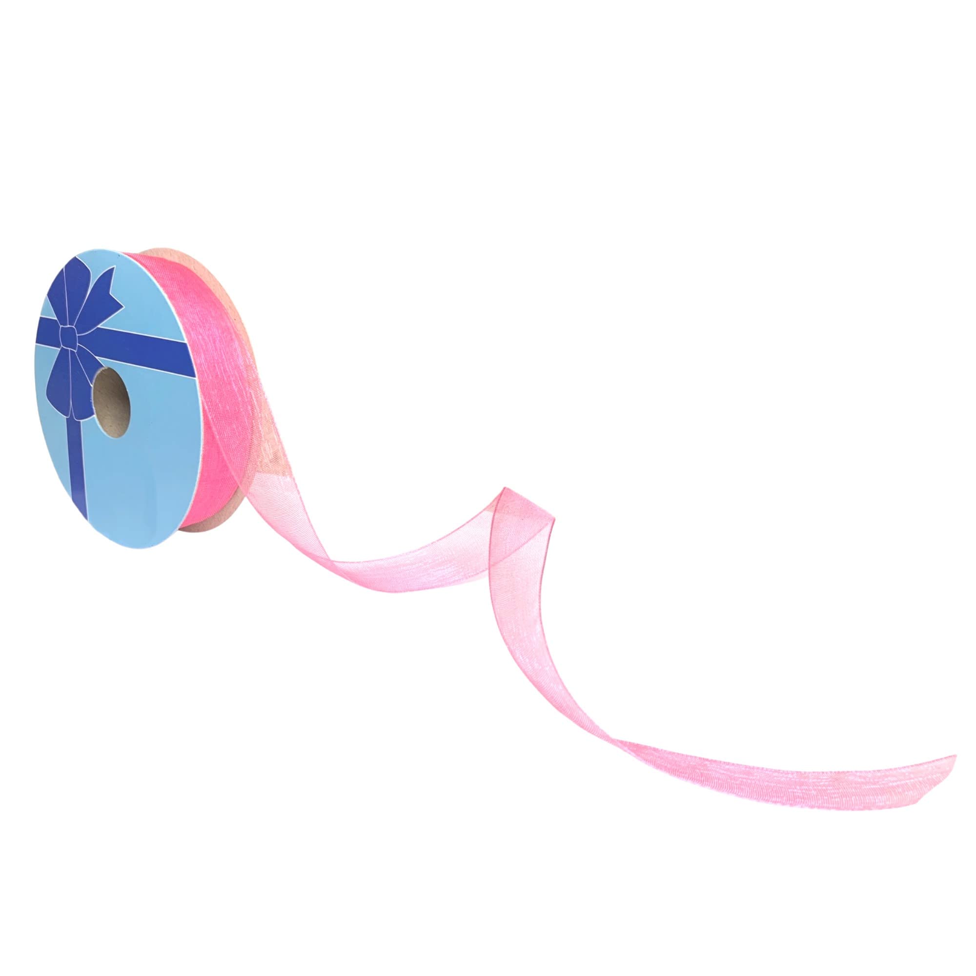 5/8 Inch x 25 Yards Bubblegum Pink Sheer Organza Ribbon - Perfect for Valentine's Day Gifts, Easter Decorations, Baby Showers, Weddings, Bridal Showers & Birthday Parties | Create Beautiful Azalea Pink Bows for Gift Wrapping, Table Centerpieces & DIY Craft Projects