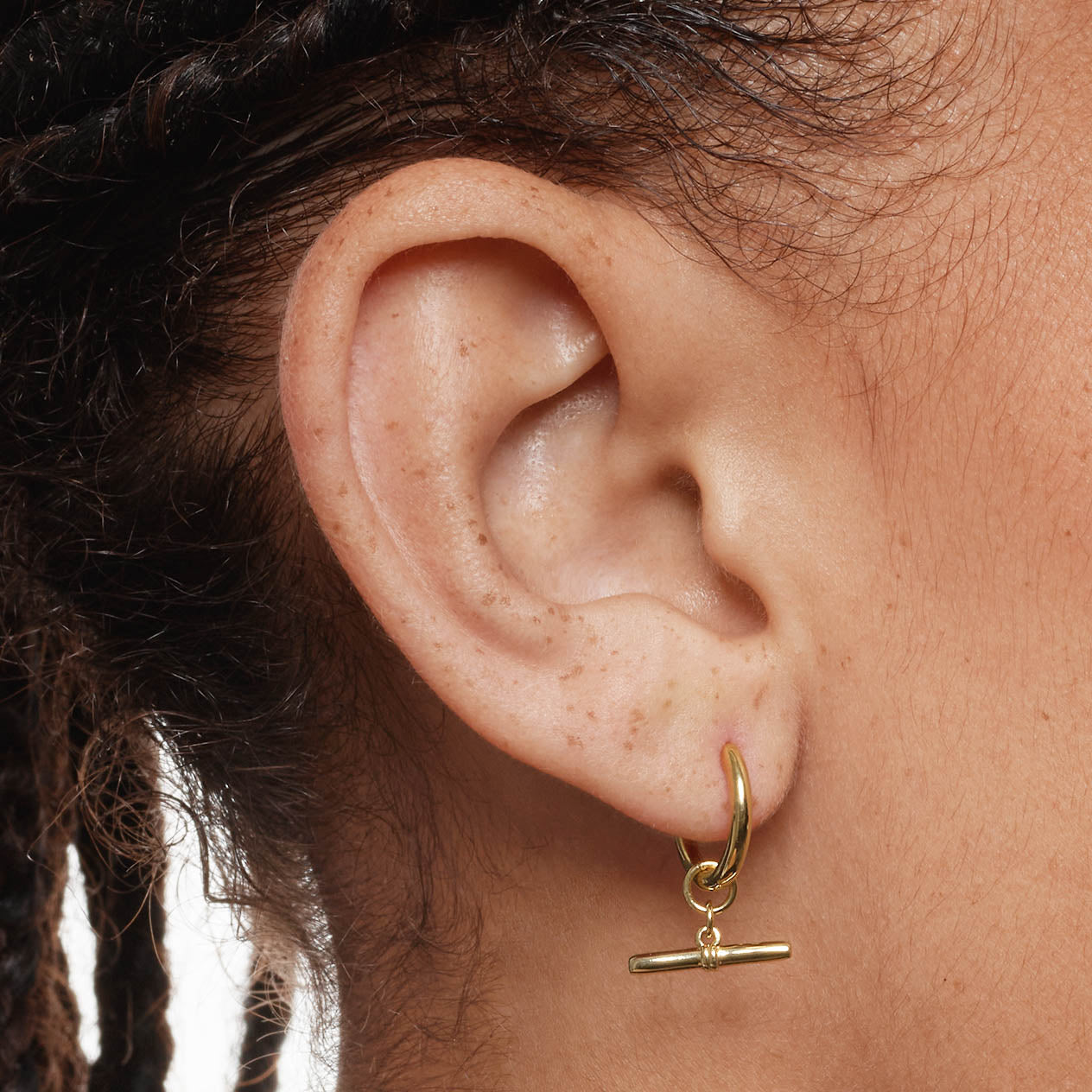 Gold T Bar Drop Charm Huggie Earrings - Elegant & Dainty Jewelry for Everyday Wear & Special Occasions
