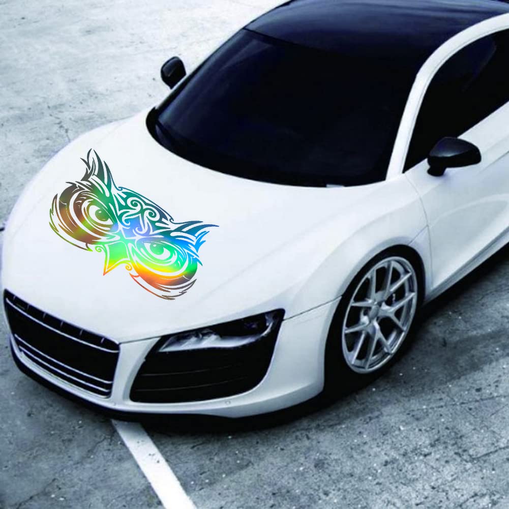 JSCARLIFE Owl Car Decals - Laser Cut Vinyl Stickers for Car Hood, Truck, Side & Rear Window (29.5