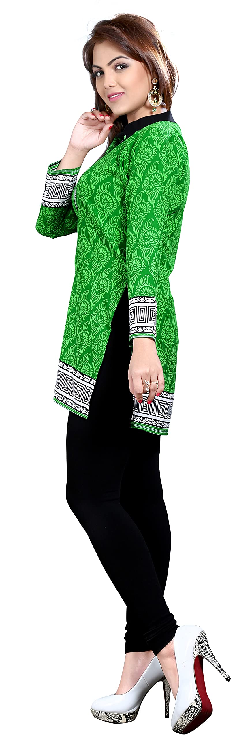 Women's Printed Short Kurti Kurta - Maple Clothing India Tunic Top | Stylish Indian Outfit for Casual Wear, Festivals & Ethnic Fashion