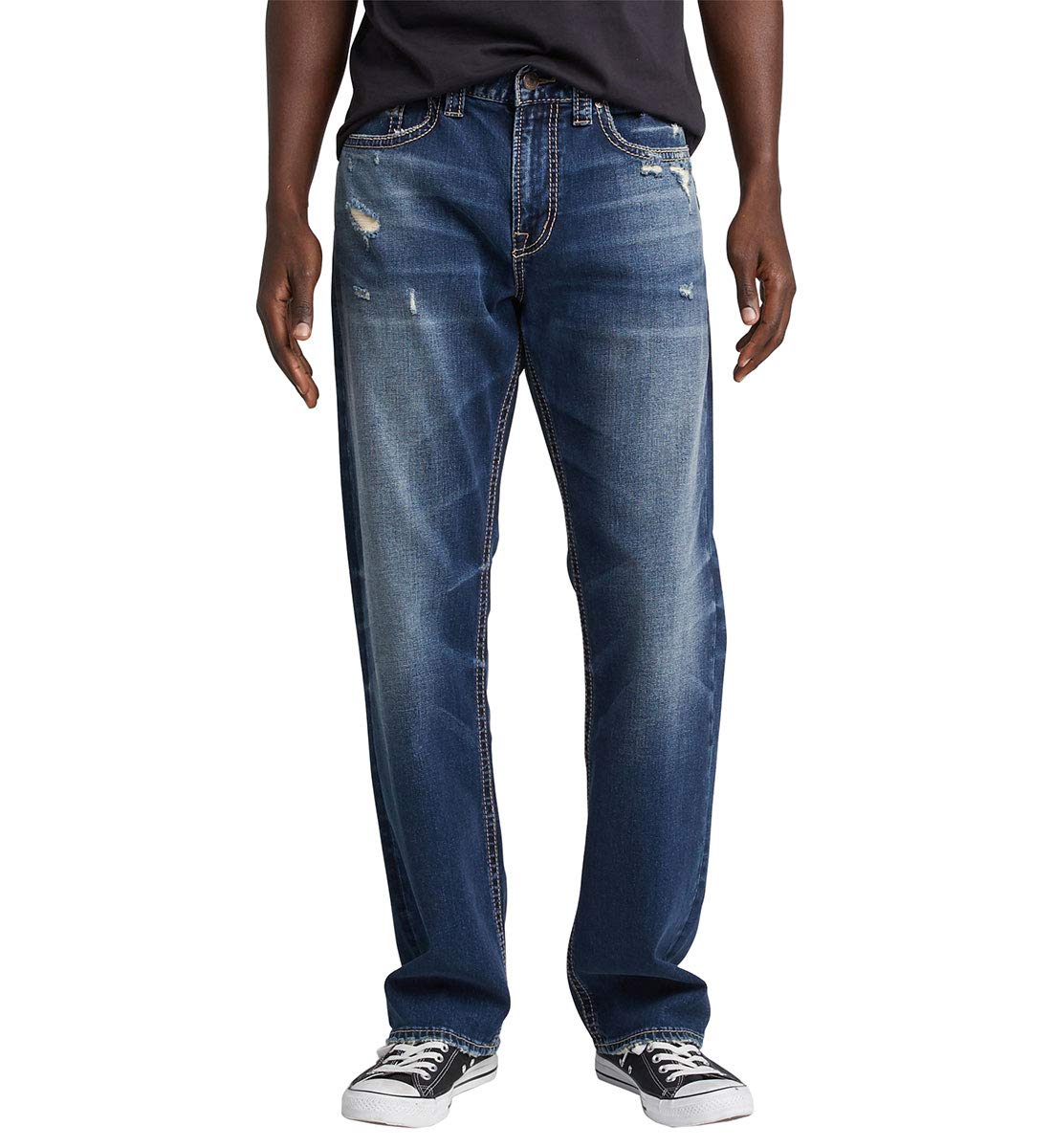 Silver Jeans Co. Men's Grayson Easy Fit Straight Leg Jeans - Comfortable Stretch Denim Pants for Casual Wear & Everyday Outfits