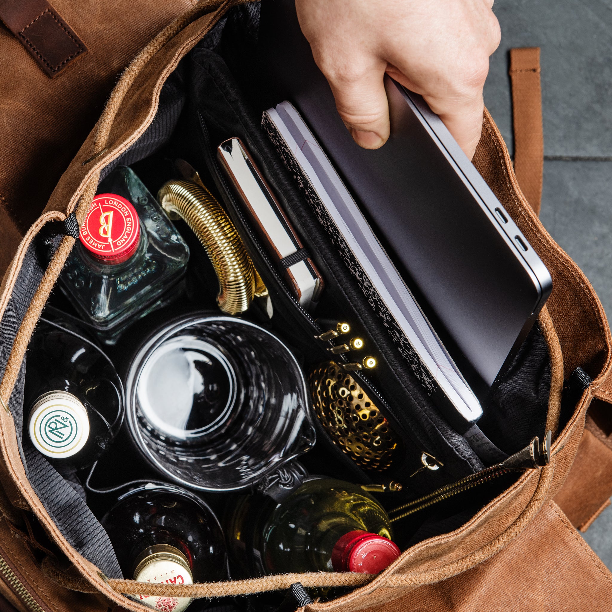 Professional Bartender Backpack - Durable Brown Leather Bar Tool Bag for Cocktail Mixing & Bartending Essentials | Perfect for Bartenders, Mixologists & Home Bars