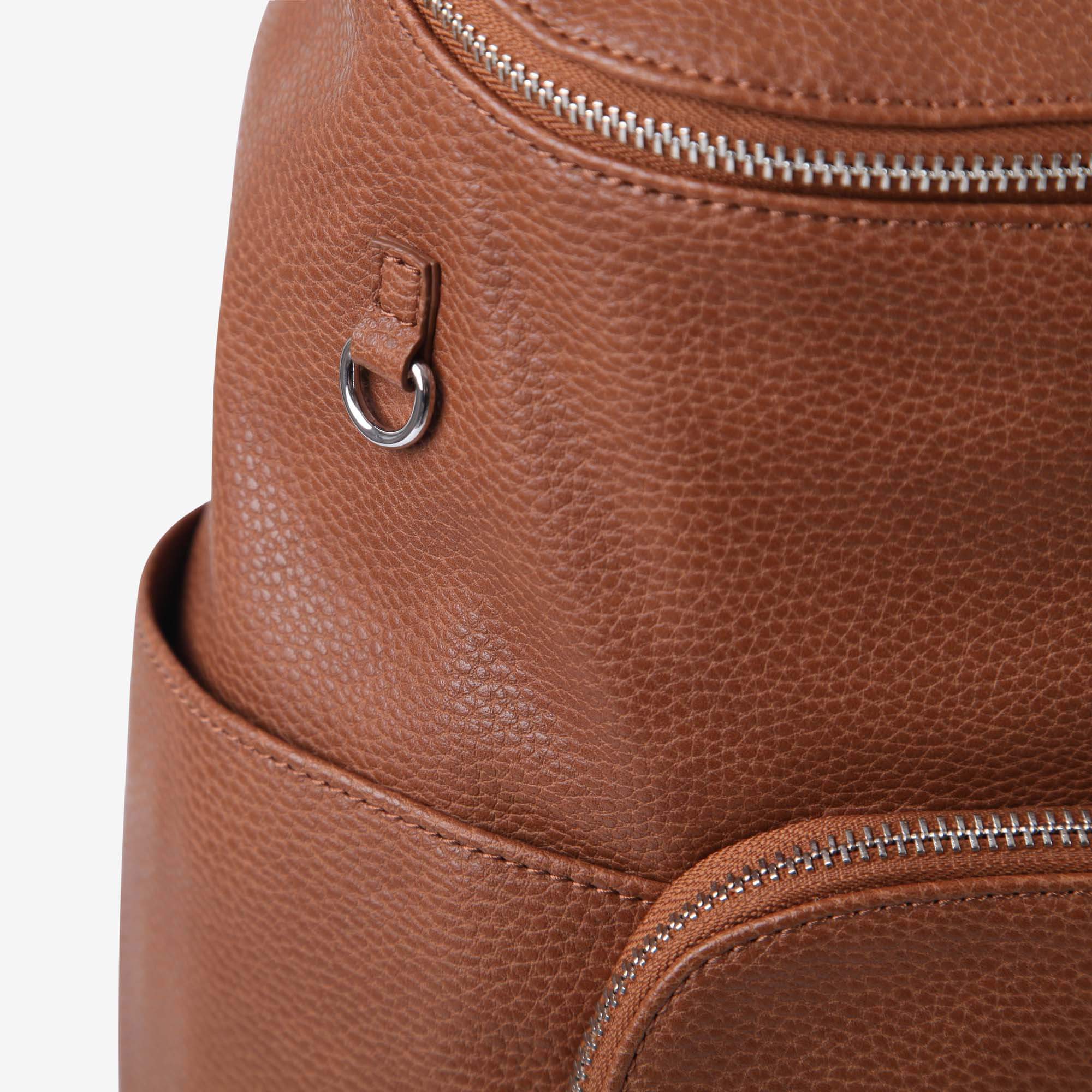 Vanchi Vegan Leather Frankie Everyday Backpack for Women & Men - Pebbled Tan - Stylish Laptop Bag for Work, Travel & College