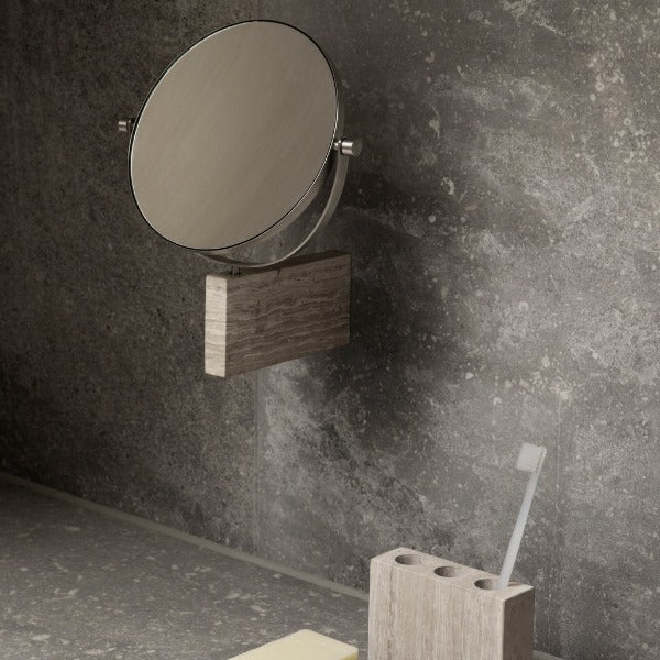 LAMURA Modern Marble Wall Mounted Vanity Mirror with LED Lights - Elegant Bathroom Makeup Mirror for Dressing Table, Bedroom & Salon Decor