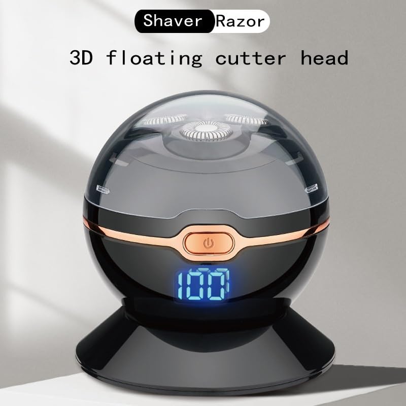 Premium 3D Electric Razor for Men - Waterproof Rechargeable Beard Trimmer with Floating Heads & Magnetic Ball Technology - Portable Shaver for Travel, Home & Gym Use - Black
