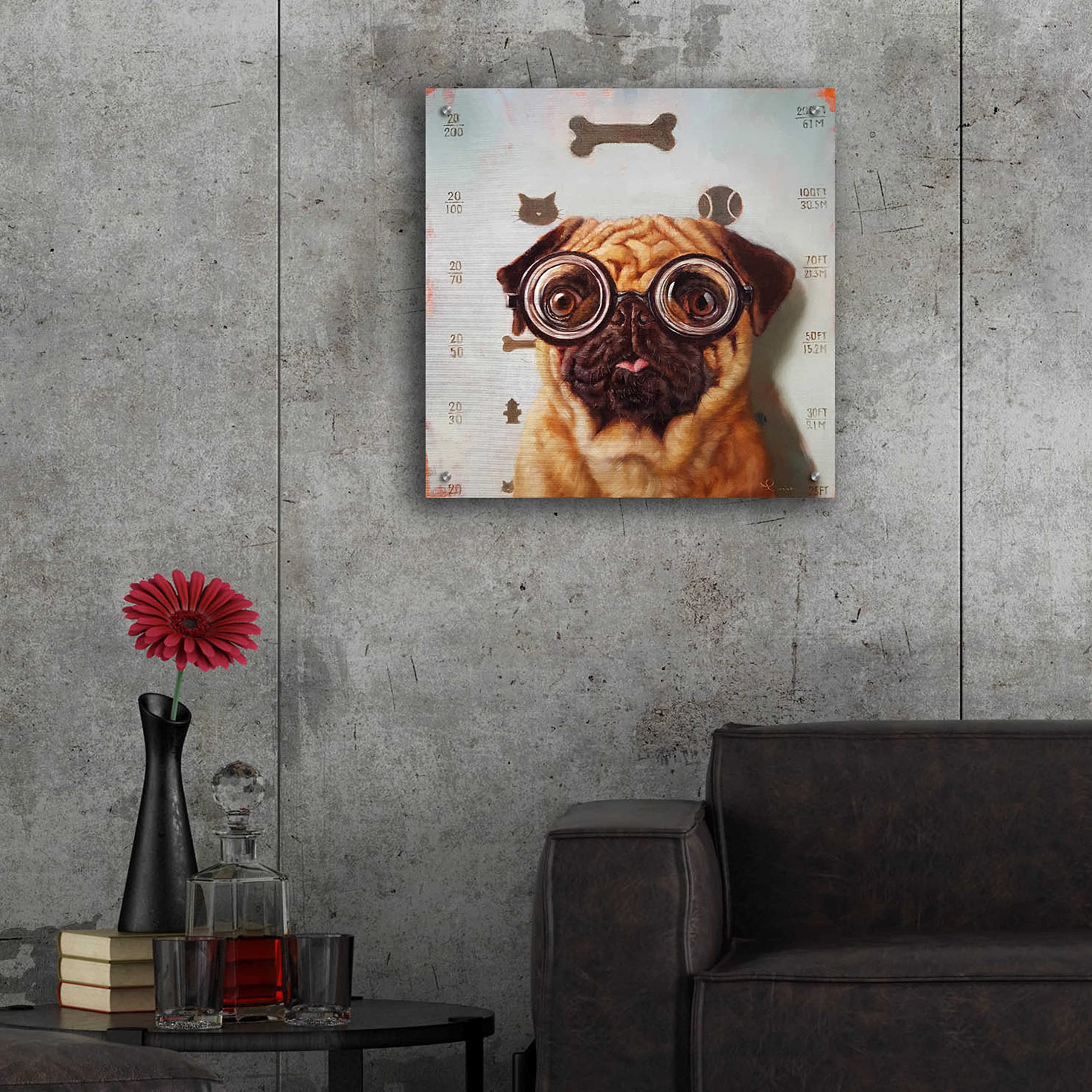 Lucia Heffernan 'Canine Eye Exam' Acrylic Glass Wall Art - 24x24 Inch Modern Dog Painting for Living Room, Office & Veterinary Clinic Decor