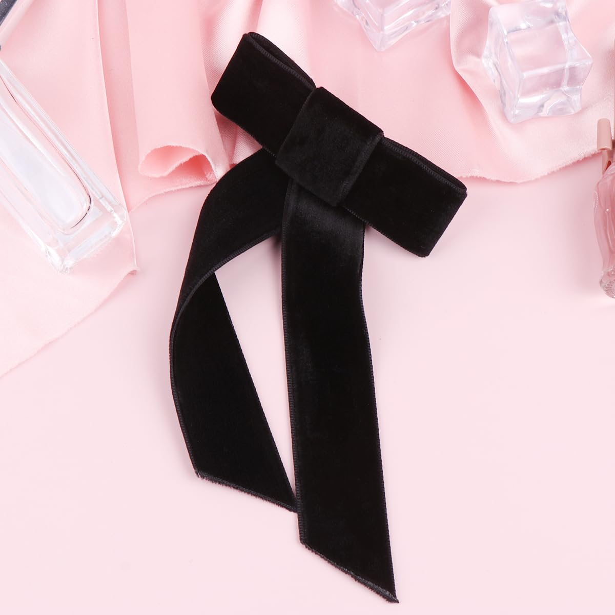 Lurrose Large Hair Bow Clips - Elegant French Barrettes Hairpins for Women & Girls | Perfect for Weddings, Parties & Daily Styling (Black)