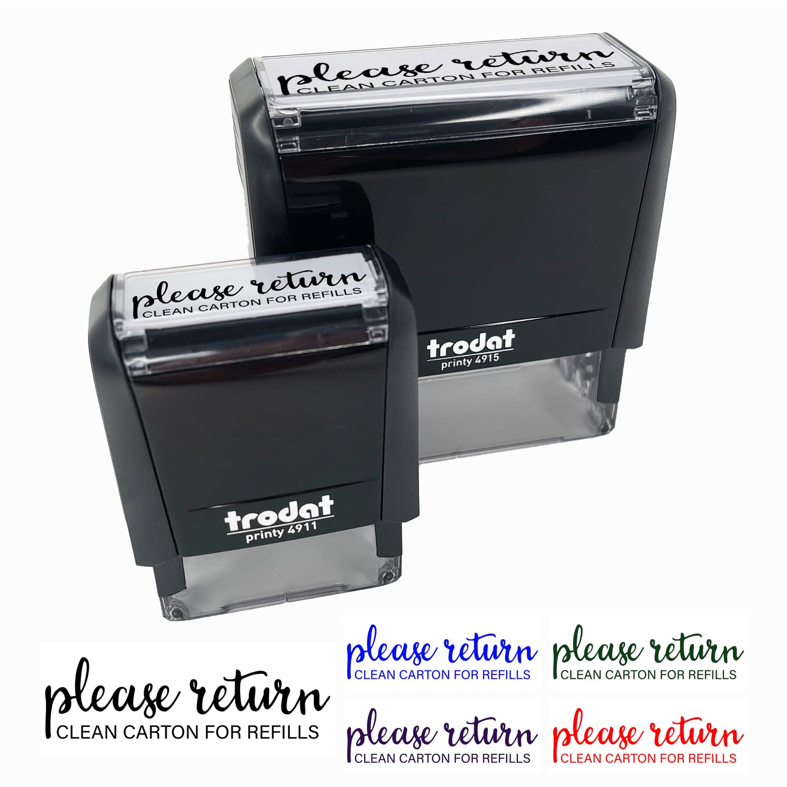 Self-Inking Rubber Stamp with Red Ink - 1-1/2 Inch Small Business Office Stamp for Documents, Paperwork & Envelopes - Refillable & Reusable Ink Stamper
