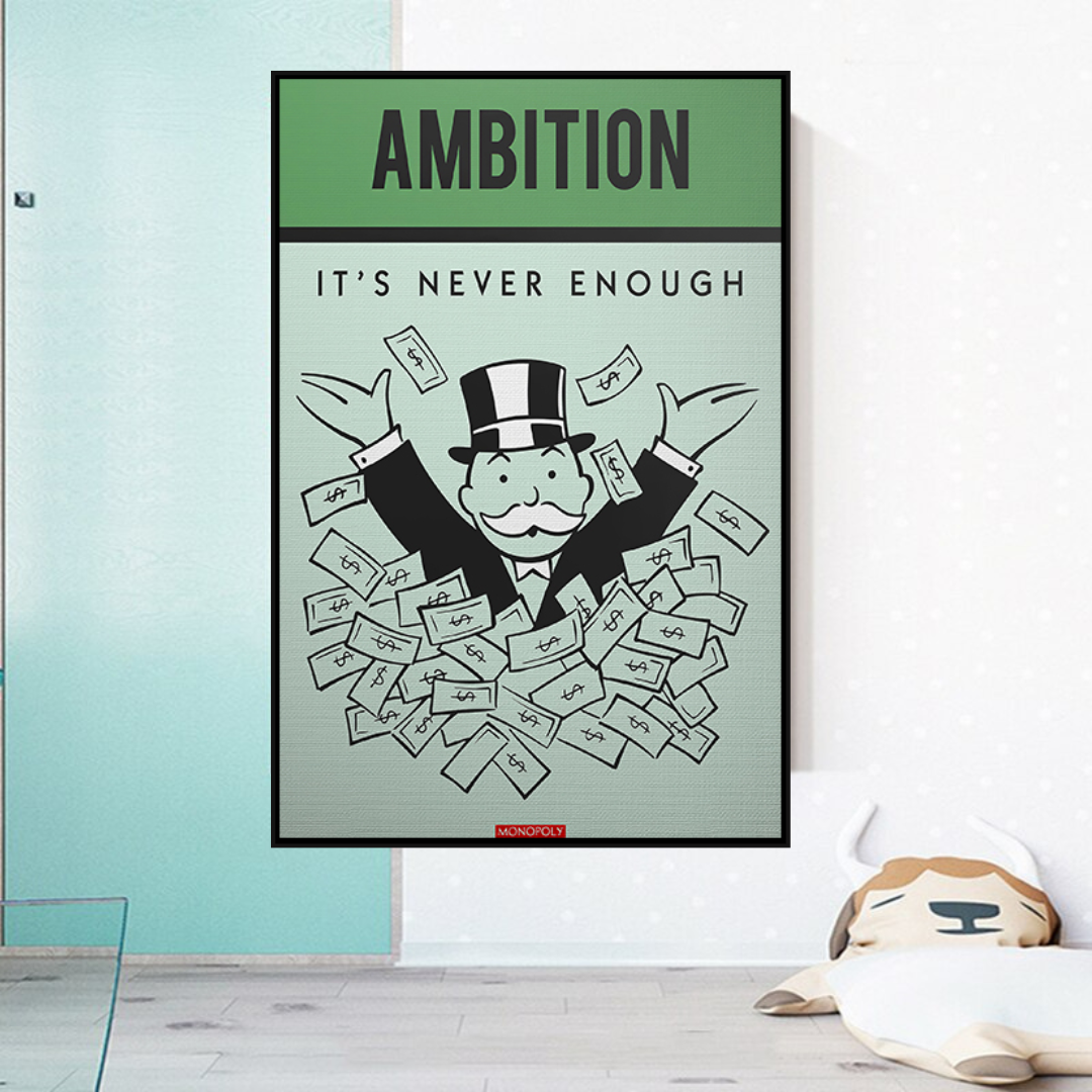 Alec Monopoly Ambition Monopoly Canvas Wall Art - Modern Pop Art Painting for Home & Office Decor - Perfect for Living Room, Bedroom, or Office Wall Display