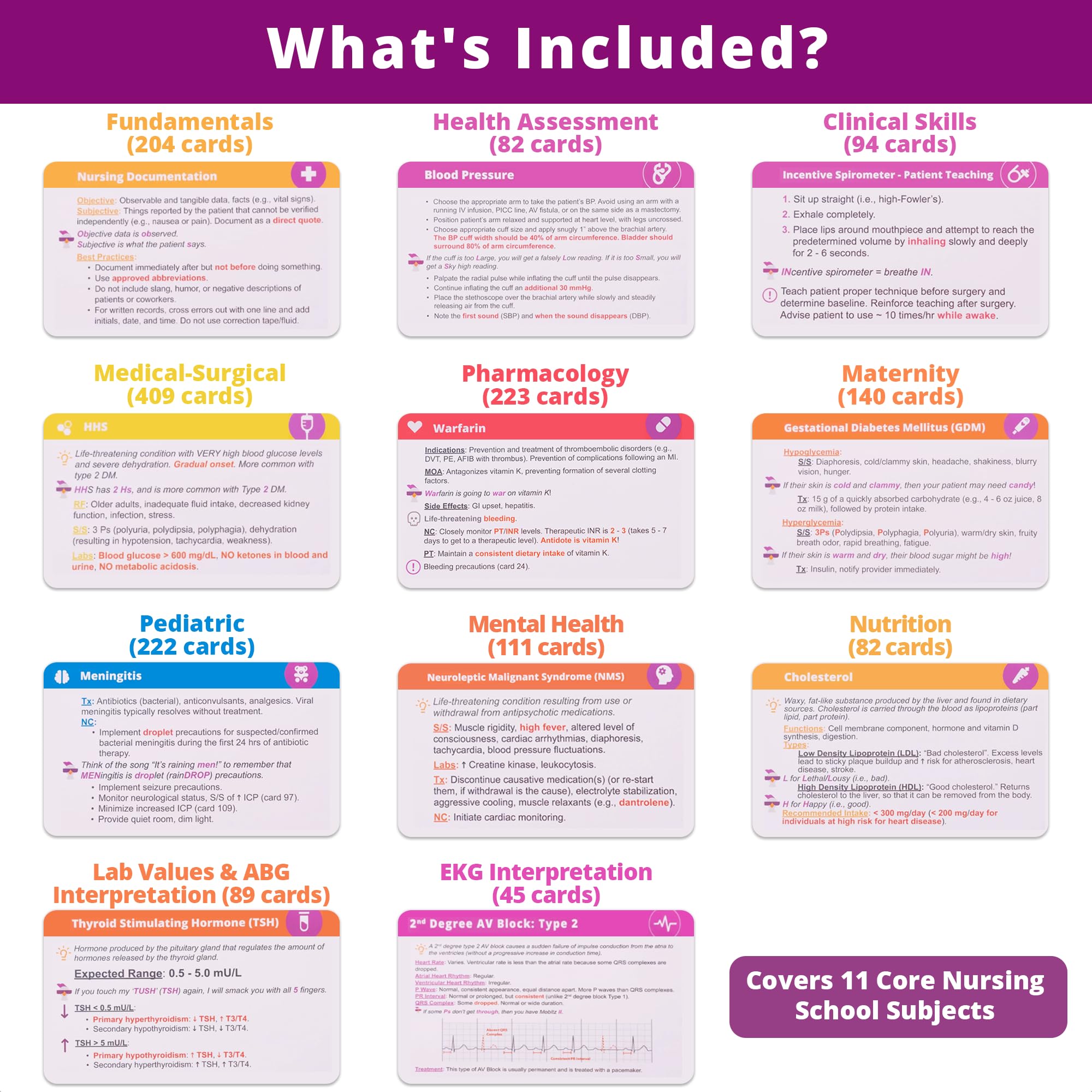 Ultimate Nursing School Survival Kit – 1900+ Essential Flash Cards for NCLEX, ATI & HESI Exams – Covers 11 Core Nursing Subjects (2025 Tested) – Perfect for Study Sessions & Clinical Rotations
