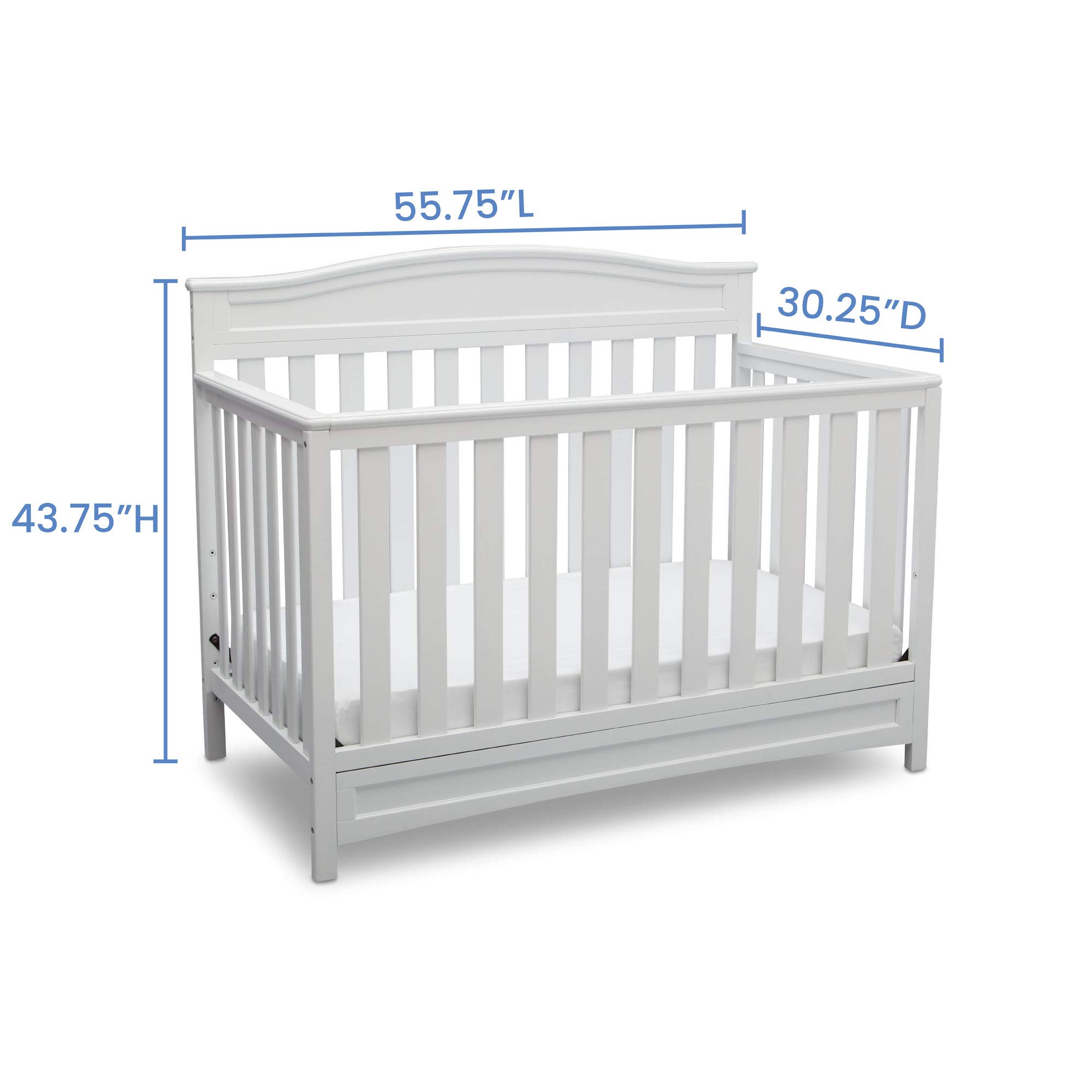 Delta Children Emery 4-in-1 Convertible Crib in White with Serta Perfect Slumber Dual-Sided Eco-Friendly Crib Mattress - Nursery Furniture Set for Baby & Toddler | Safe Sleep Solution for Newborns to Big Kids