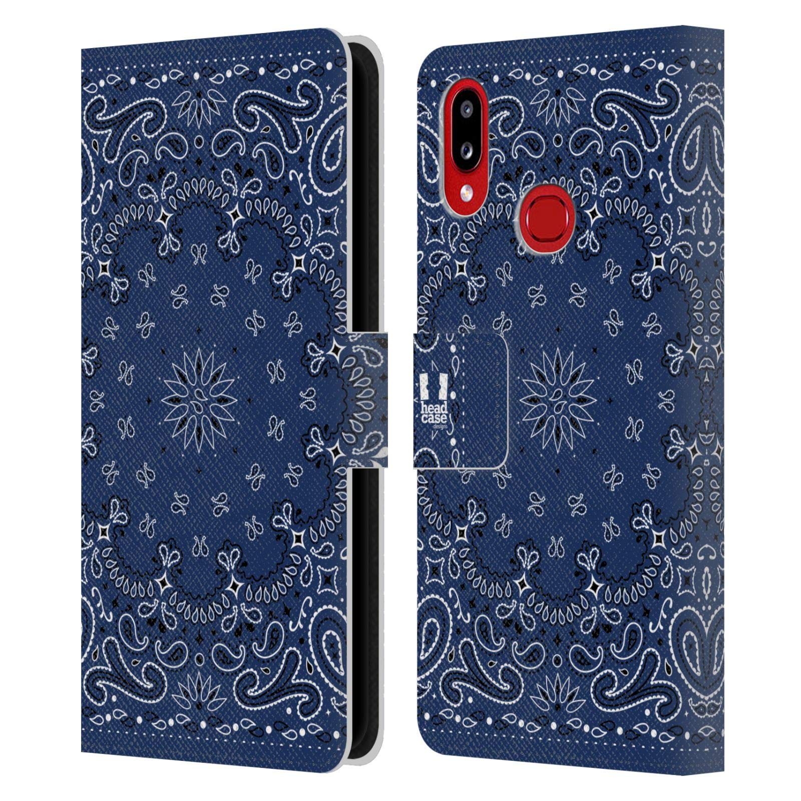 Head Case Designs Classic Blue Paisley Bandana Leather Book Wallet Case for Samsung Galaxy A10s (2019) - Perfect for Daily Use, Travel, and Style Protection