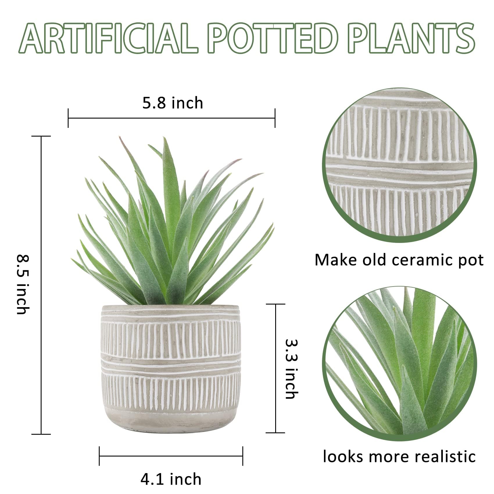 Artificial Succulents in Pots - Fake Rose Succulent Plants for Home, Office, Bathroom & Bedroom Decor - Perfect for Boho, Farmhouse & Modern Interior Design Styles