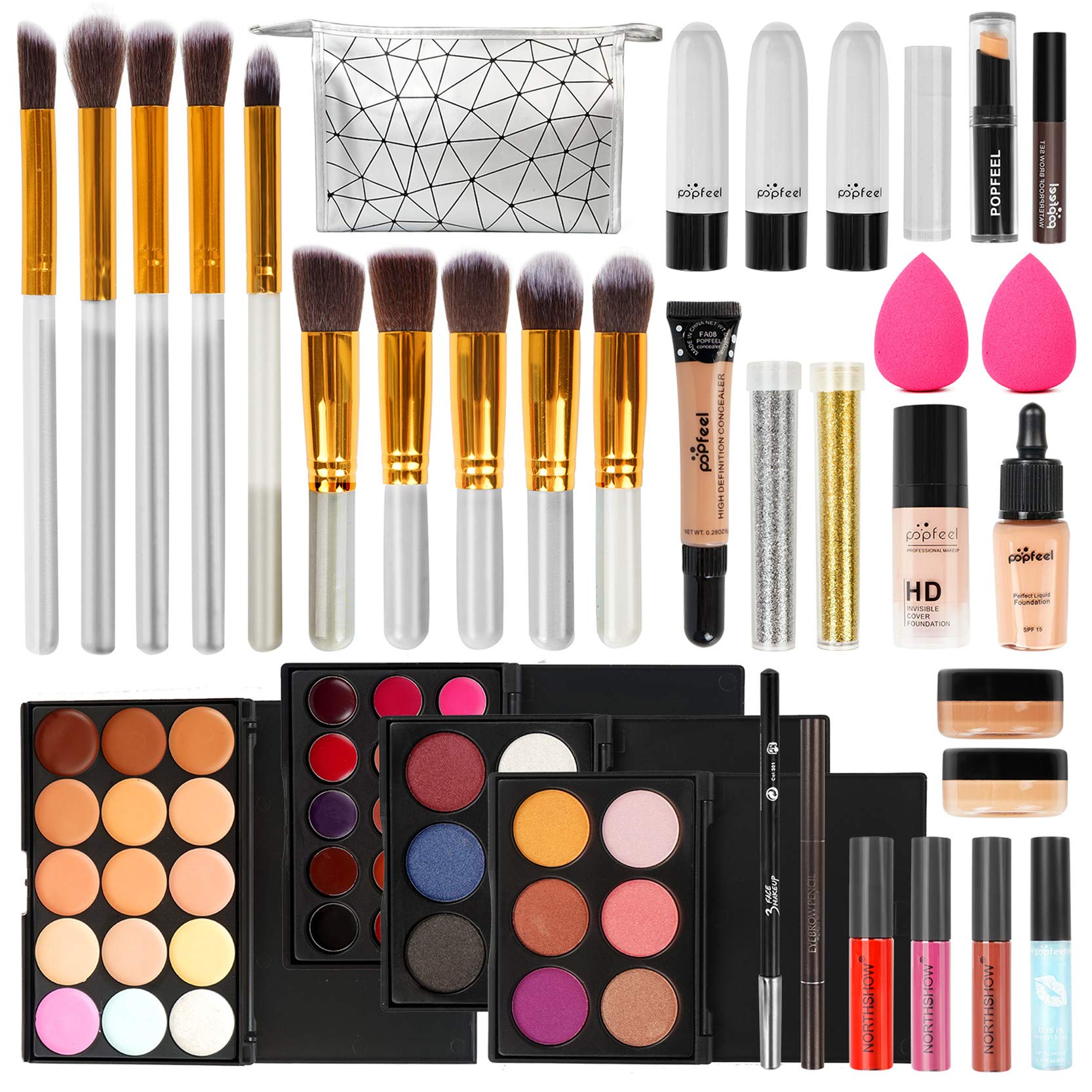 FantasyDay Complete Makeup Kit - Christmas Makeup Gift Set with Eyeshadow, Lipstick, Brushes, Contour Stick, Concealer, Mascara, Blush & Powder | Perfect for Holiday Gifts, Birthday Presents & Makeup Lovers