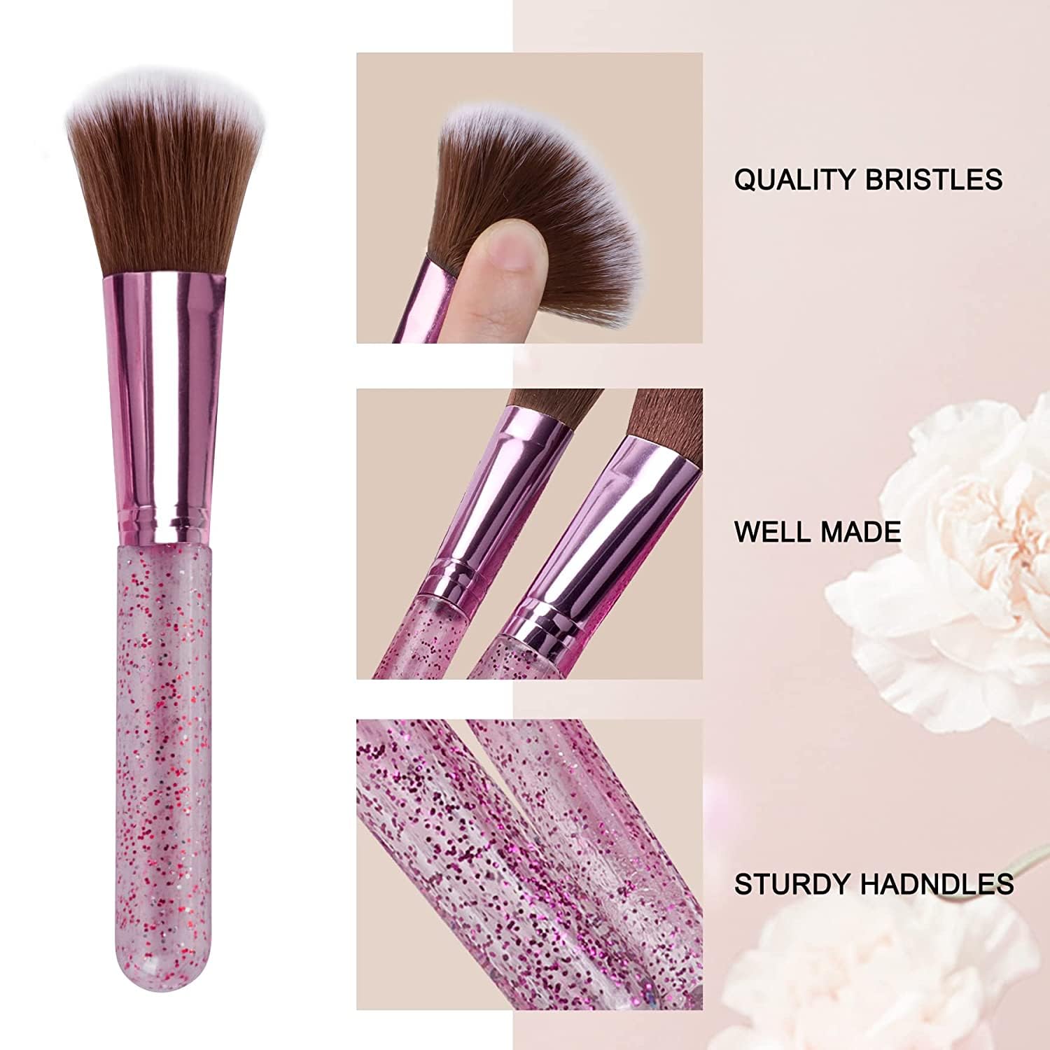 CARAPACE 12-Piece Glitter Dust Makeup Brush Set with Shimmer Storage Case - Professional Cosmetic Brushes for Eyeshadow, Blush, Contouring - Perfect for Makeup Artists & Beauty Enthusiasts