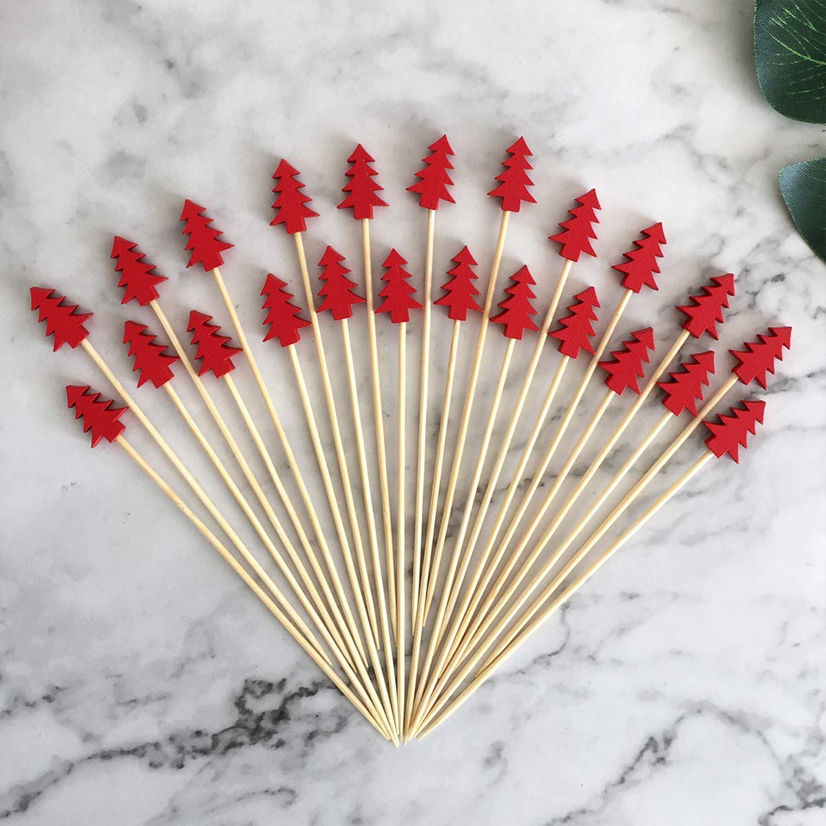 DOITOOL 200pcs Bamboo Cocktail Sticks - Reusable Party Toothpicks for Fruits, Appetizers & Drinks - Perfect for Cocktail Parties, Christmas Decorations & Home Entertaining