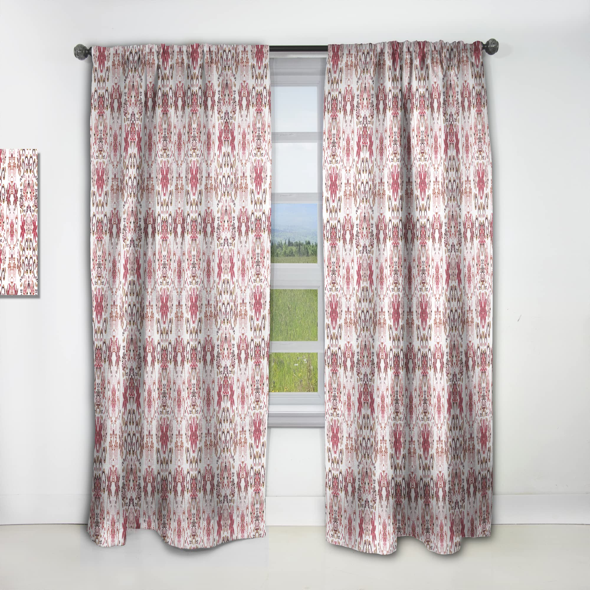 DesignQ Ornamental Retro Pattern Thermal Insulated Curtains - Single Panel 52x95 Inches - Blackout Drapes for Bedroom & Living Room - Perfect for Vintage Home Decor & Light Control