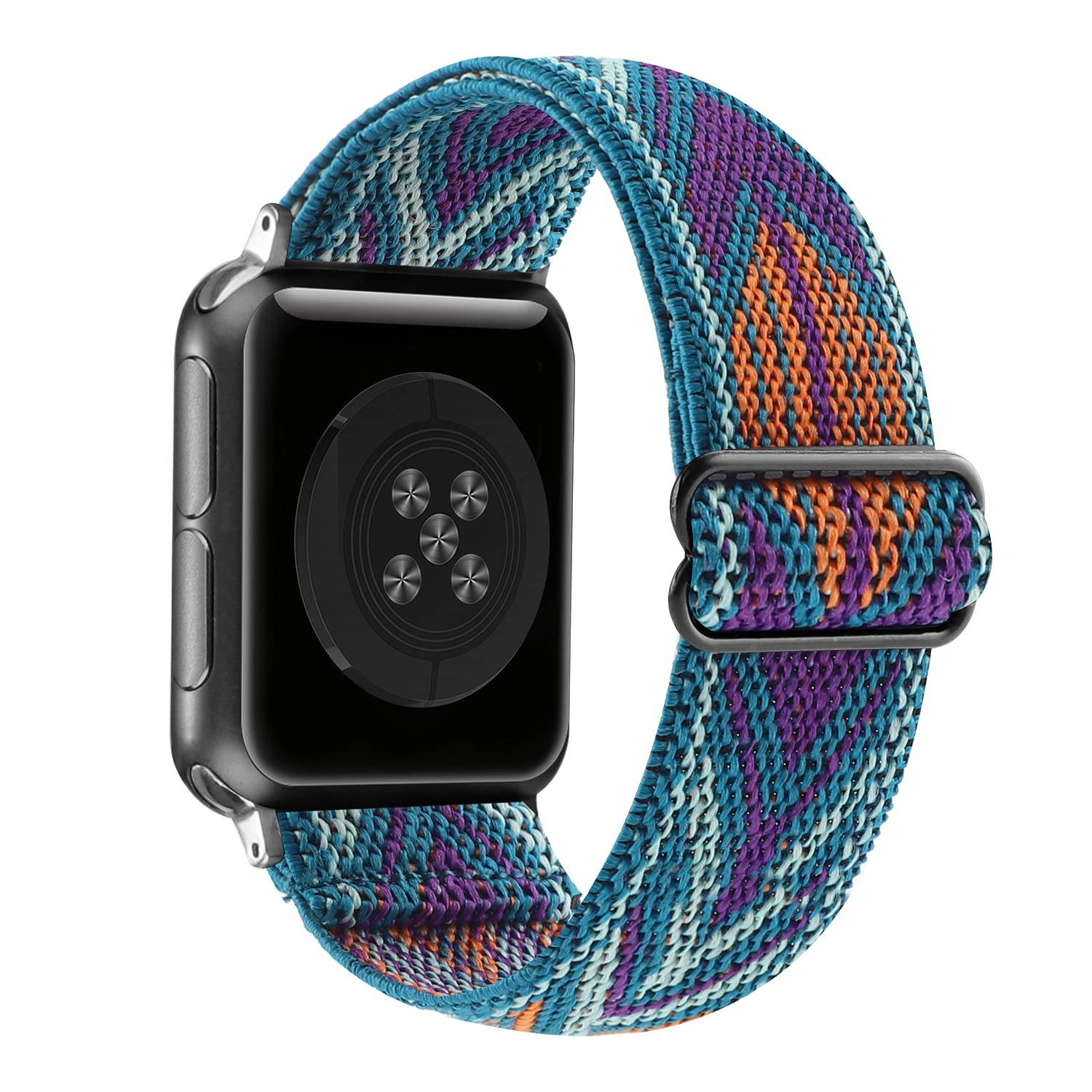 Adjustable Stretchy Solo Loop Nylon Strap for Apple Watch 38mm 40mm 41mm 42mm 44mm 45mm - Compatible with iWatch Series SE/7/6/5/4/3/2/1 - Lightweight Breathable Elastic Band for Workout, Running & Everyday Wear