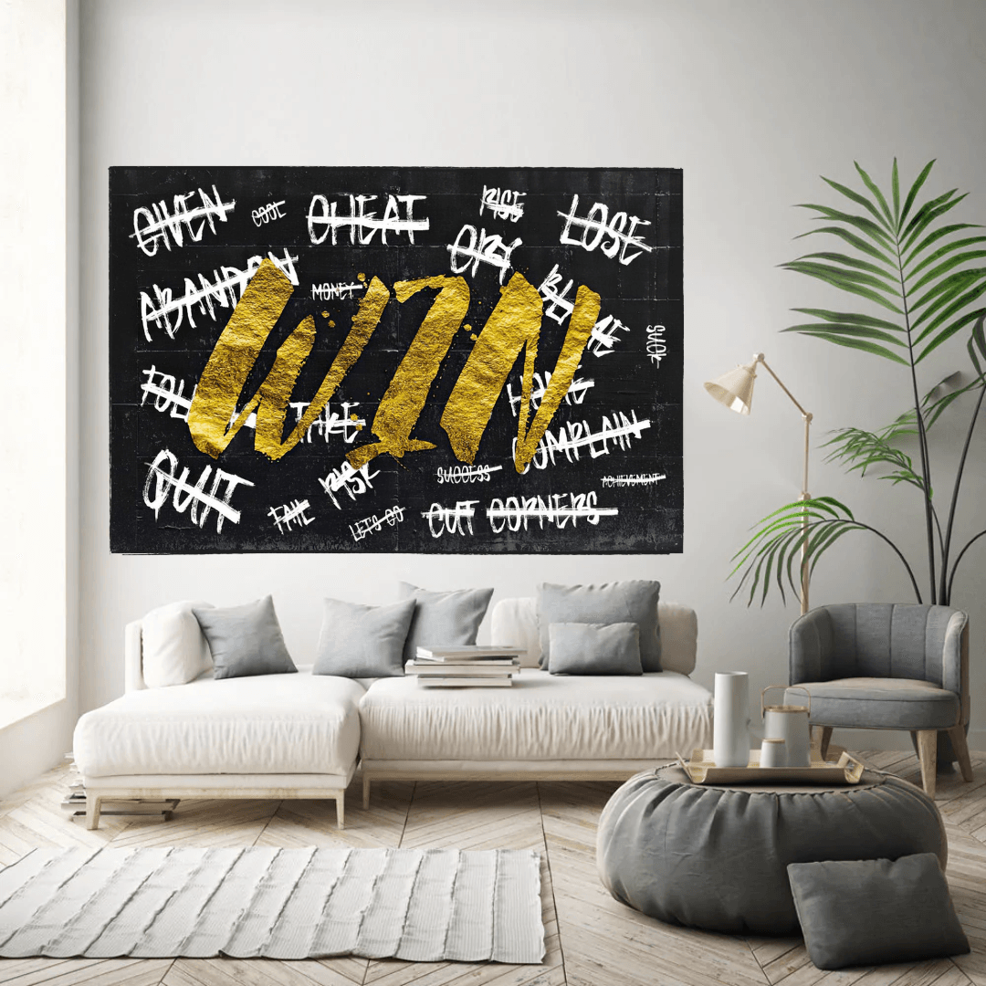 WIN Victory Motivational Canvas Wall Art - Inspirational Home & Office Decor for Living Room, Bedroom, or Gym