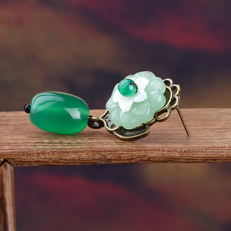 Handmade Green Jade Drop Dangle Earrings for Women - Elegant Bohemian Jewelry for Parties, Weddings & Special Occasions