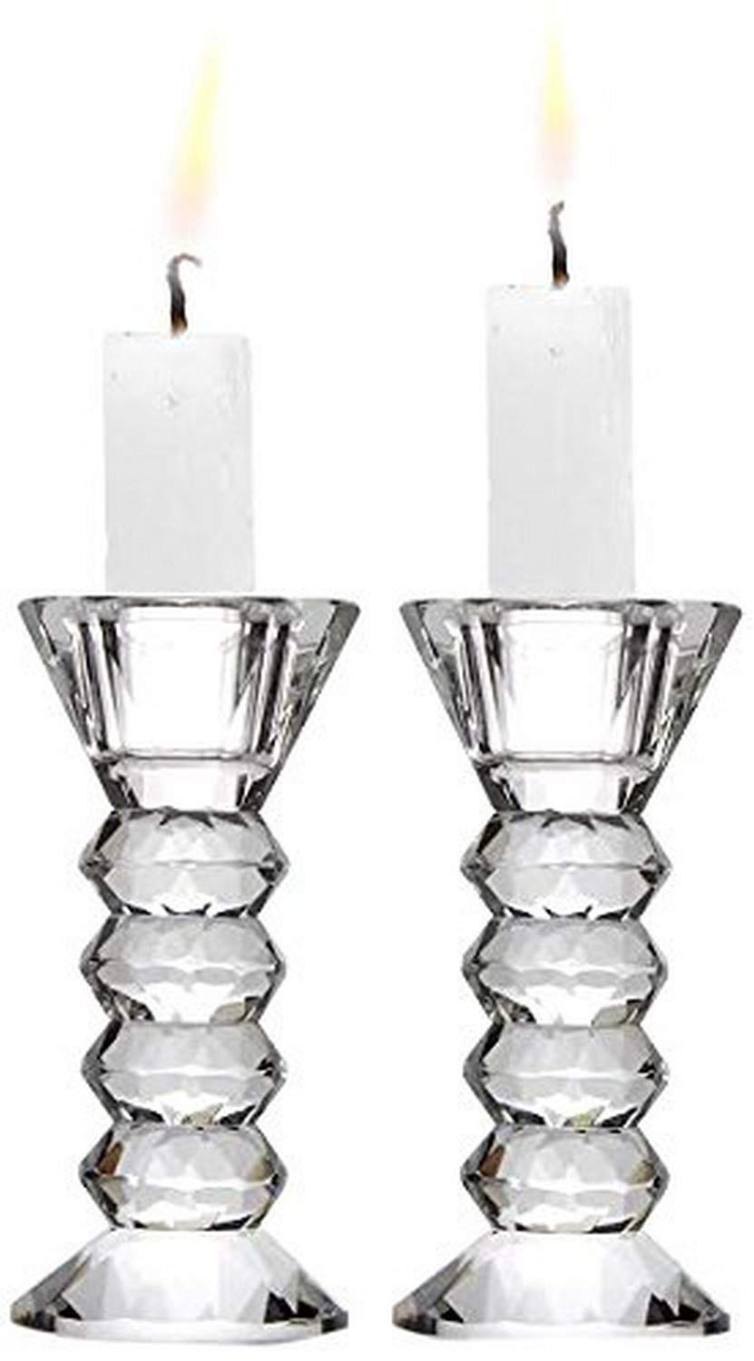 Elegant Fifth Avenue Echo Candle Holders Set of 2 - Modern Glass Candle Holders for Home Decor, Wedding Centerpieces & Romantic Dinner Ambiance