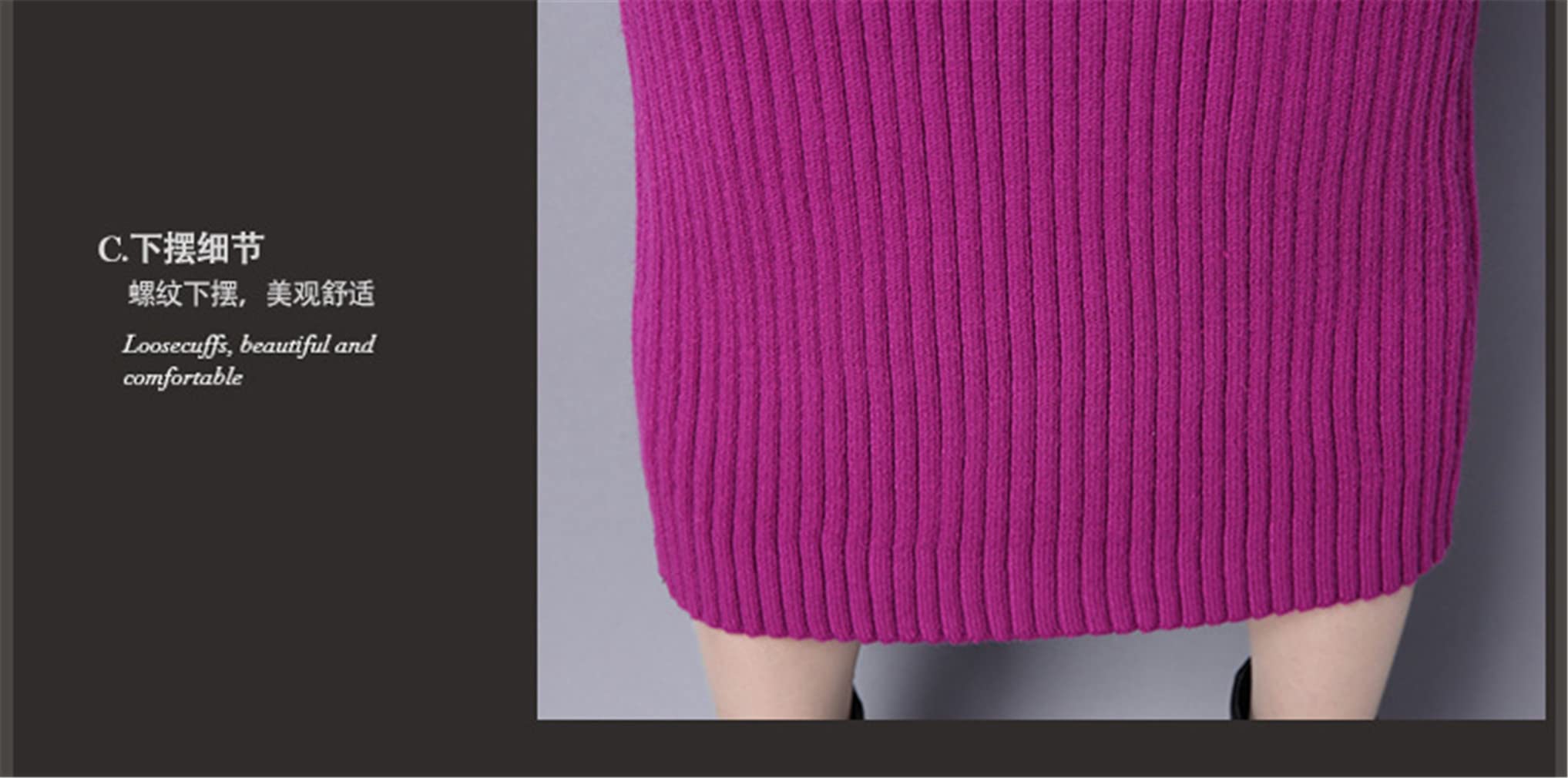 Elegant Soft Knitted Sweater Dress for Women - Long Sleeve Pure Color Bodycon Slit Dress in Pink & Red | Perfect for Fall/Winter Fashion, Date Nights & Office Wear