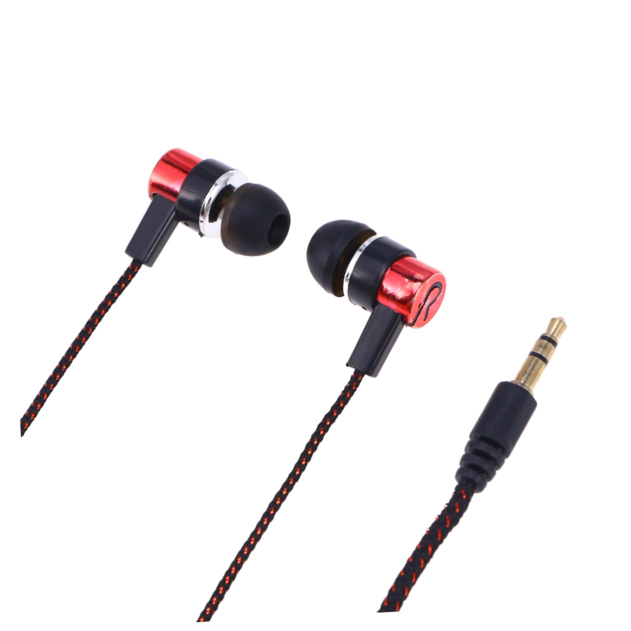 Premium Stereo Bass In-Ear Earphones with Braided Cord - 3.5mm Audio Plug (Red) - Perfect for Music Lovers, Gaming & Workout Sessions