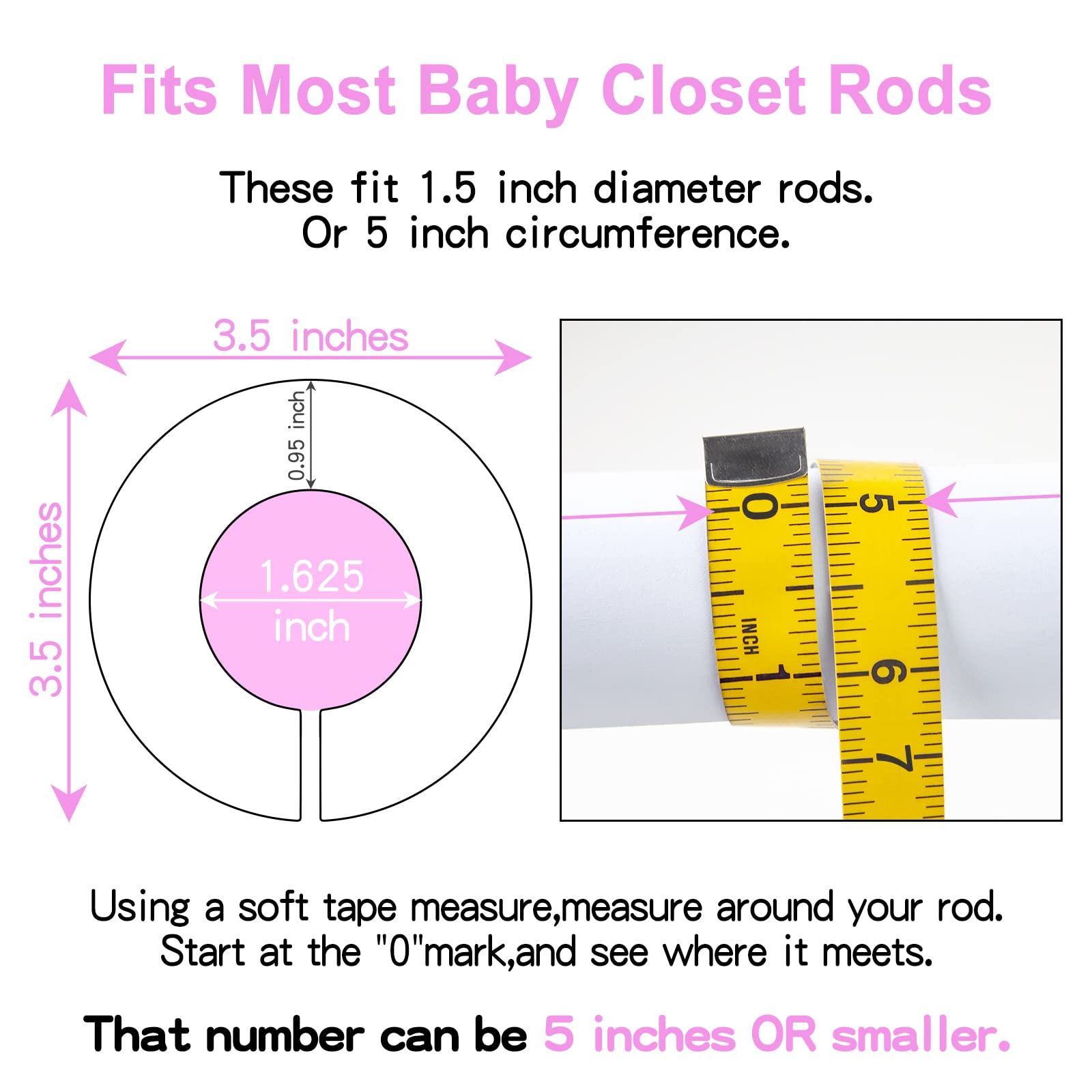 Pro Goleem Baby Closet Dividers - 6-Piece Pink Nursery Organizer for Baby Clothes (Fits 1.5